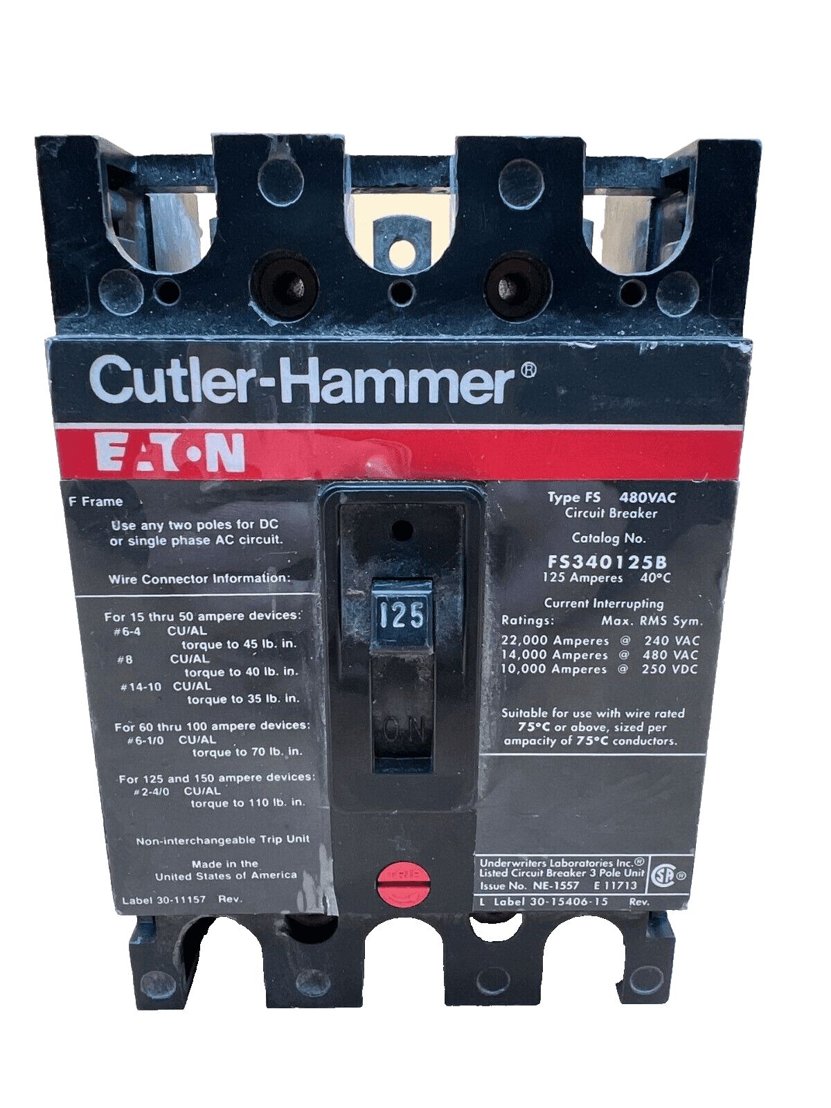 Eaton FS340125B Circuit Breaker — image 1 of 6