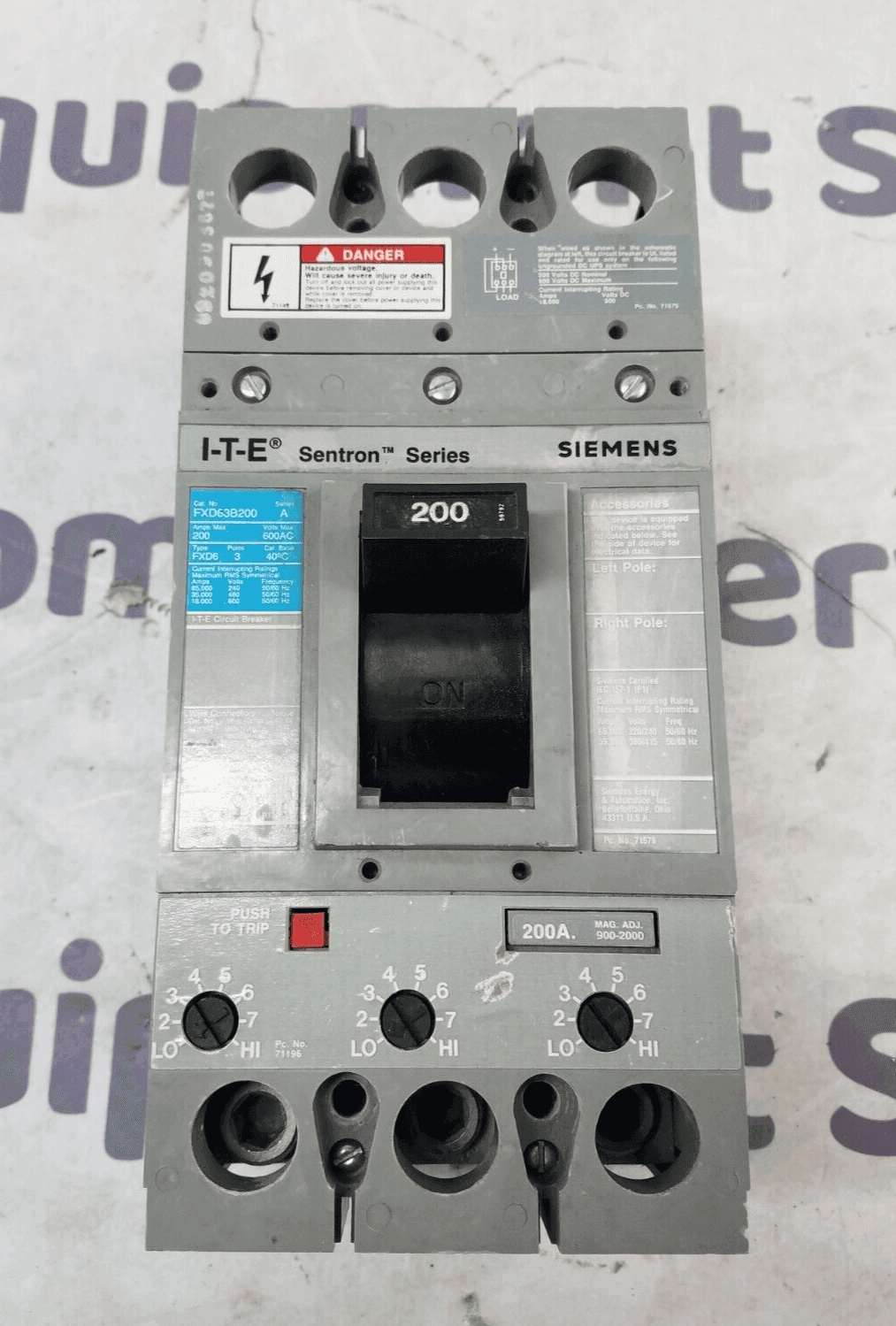 Siemens FXD63B200 Circuit Breaker — image 1 of 6