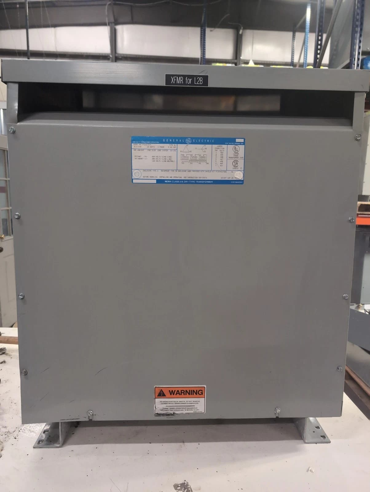 75KVA GE 9T23B3874 Transformer 3PH Pri 480V Sec 208/120V Type QL Indoor Encl – image 1