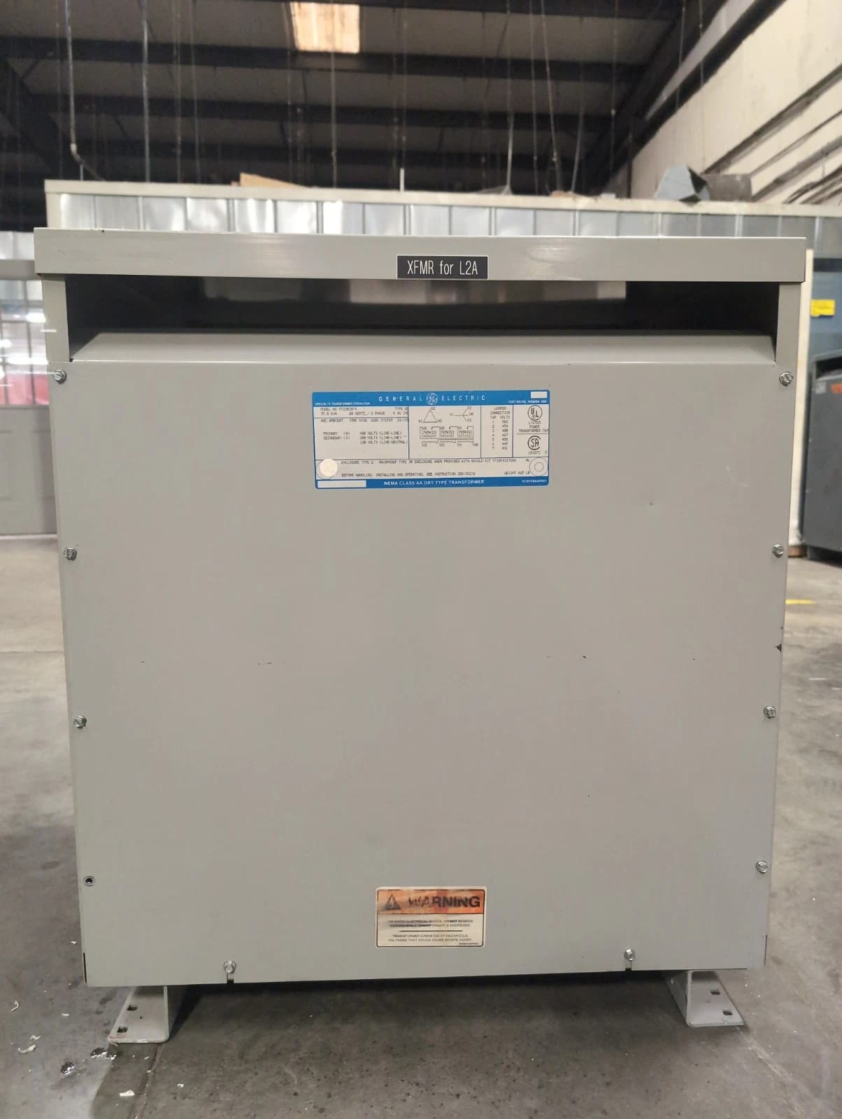 75KVA GE 3PH 9T23B3874 Transformer Pri 480V Sec 208/120V Type QL Indoor 60Hz