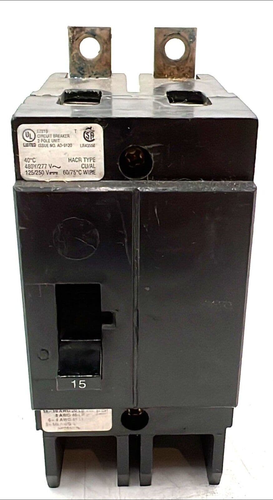 Cutler Hammer GHB2015 Circuit Breaker 15A 2P 480V GHB 15 Amp 2 Pole – image 1