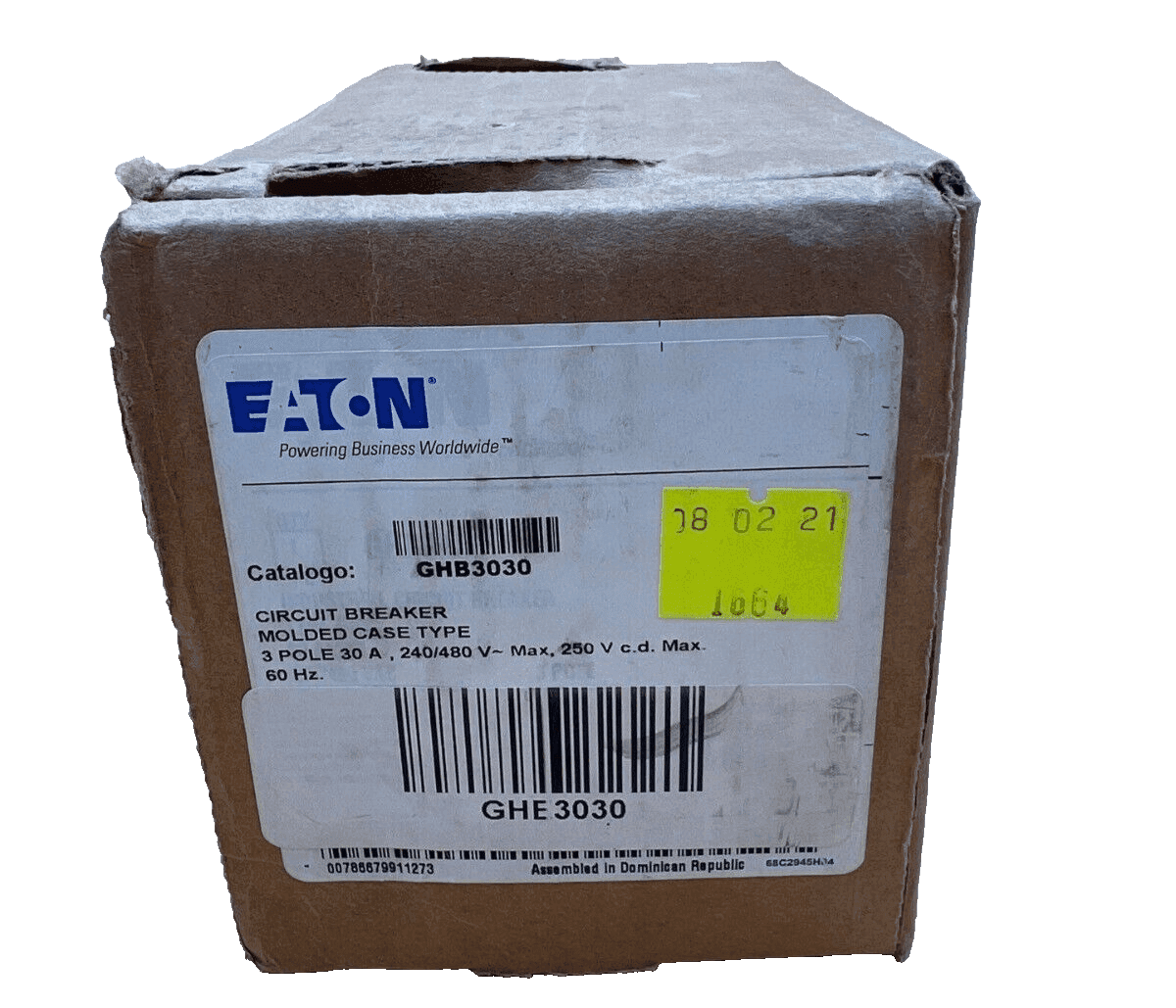 Cutler Hammer GHB3030 Bolt on Circuit Breaker 30A 480/277V 3P 30 Amp 3 Pole