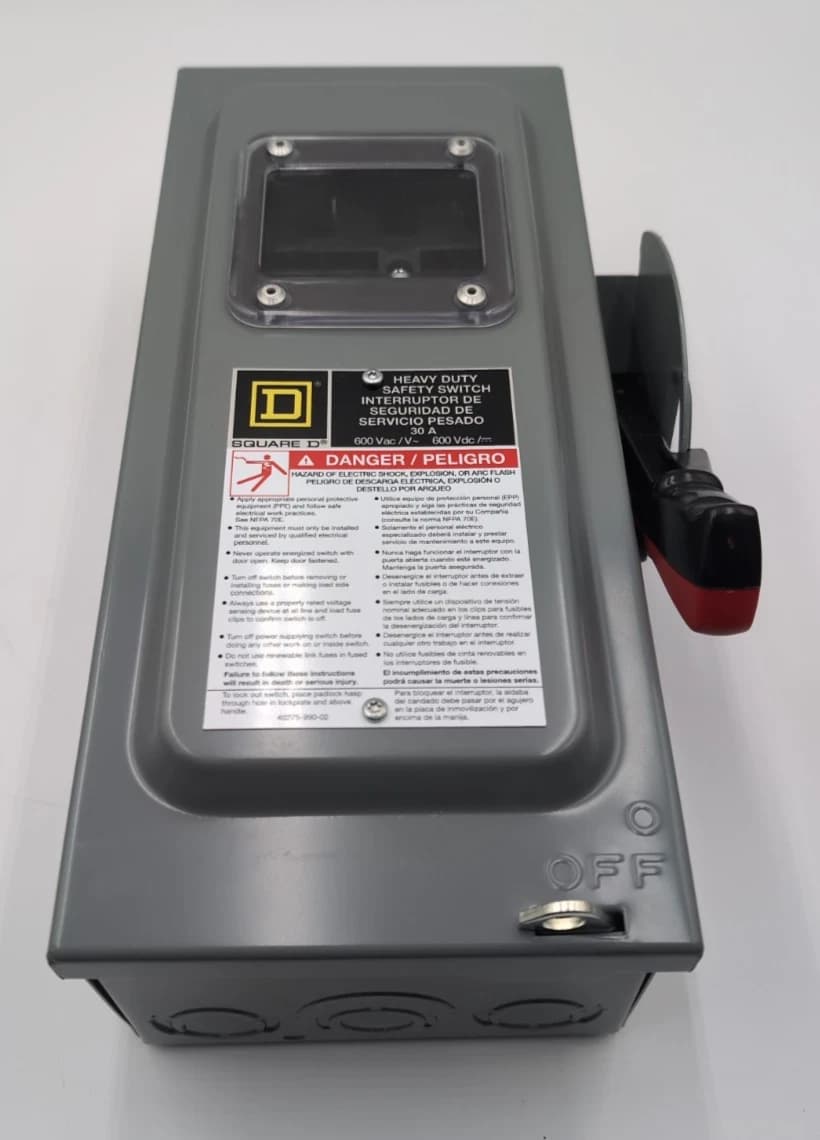 Square D H361N Safety Disconnect Switch 30A 3P 600V Type 1 Enclosure with Window