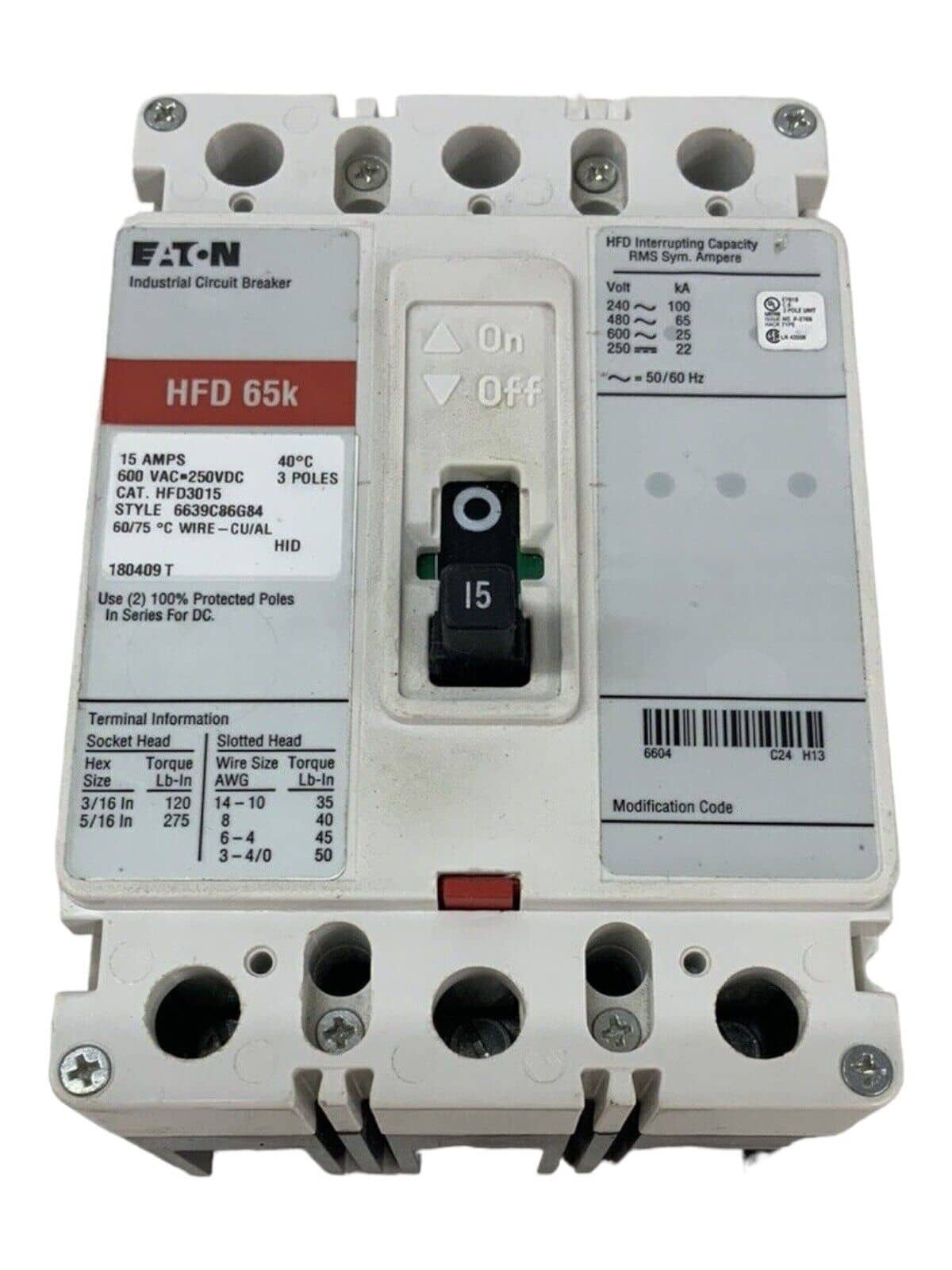 Eaton HFD3015 Circuit Breaker — image 1 of 5
