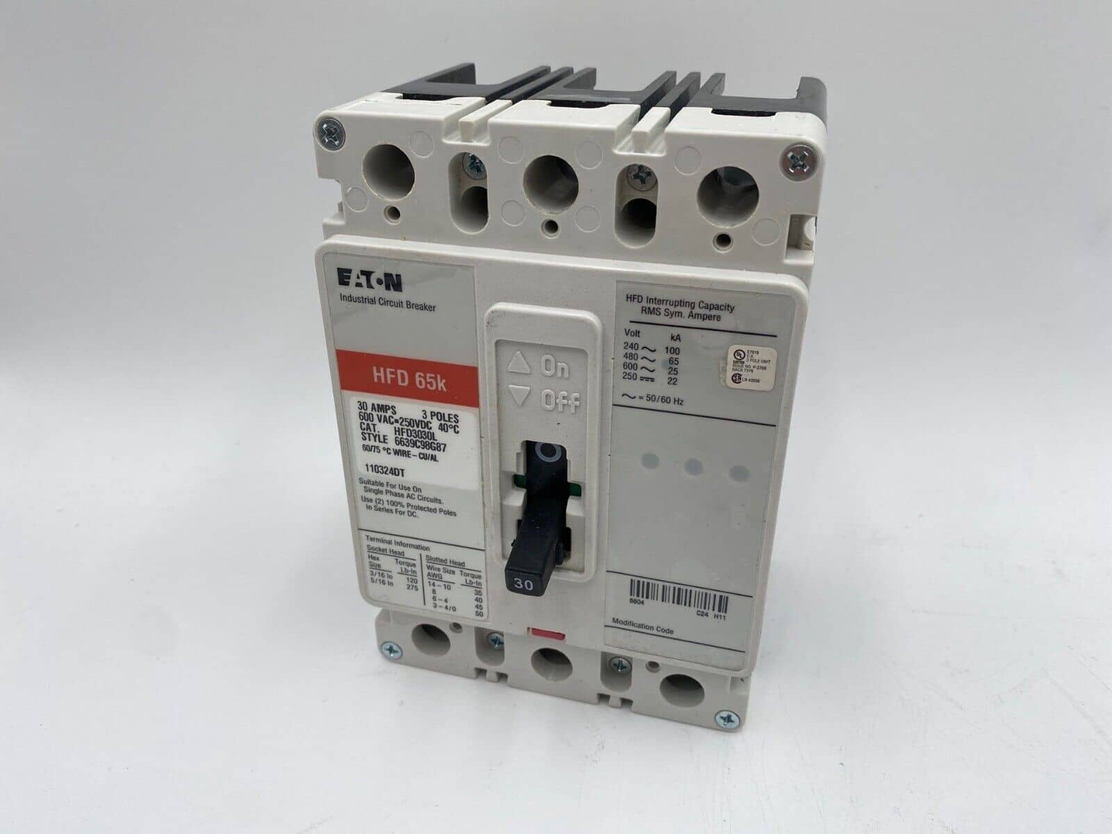 Eaton HFD3030L Circuit Breaker — image 1 of 11