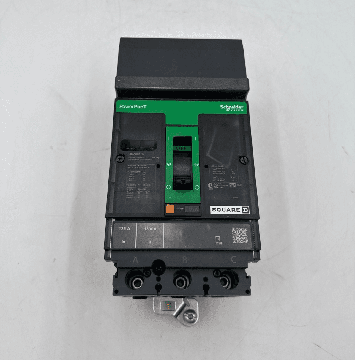 Square D HGA36125 I-Line Circuit Breaker 125A 3P 600V HGA PowerPact 125 Amp – image 1