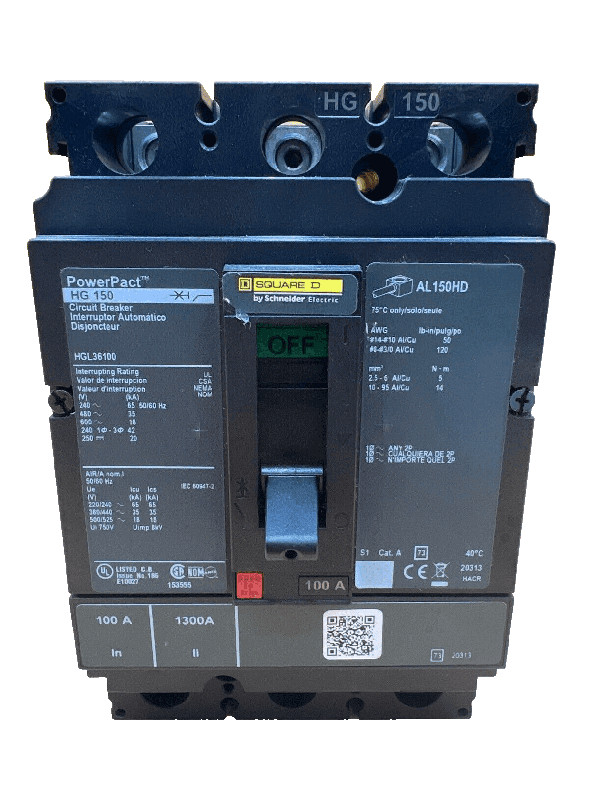 Square D HGL36100 Circuit Breaker — image 1 of 6