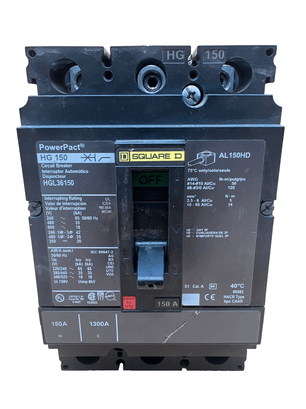 Square D HGL36150 Circuit Breaker — image 1 of 6