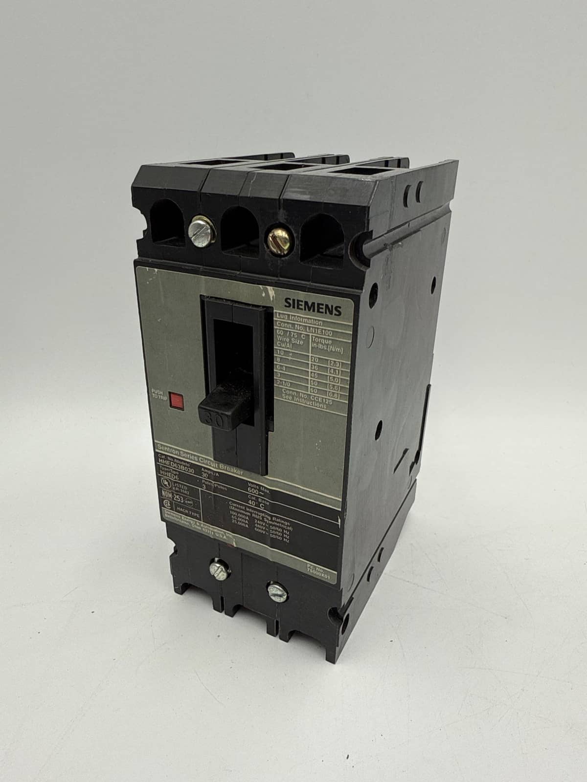 Siemens HHED63B030 Circuit Breaker — image 1 of 9