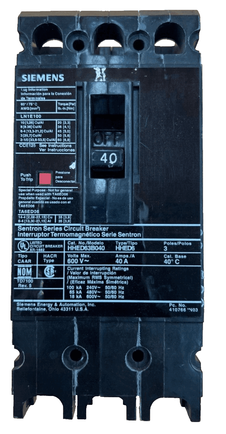 Siemens HHED63B040 Circuit Breaker — image 1 of 6