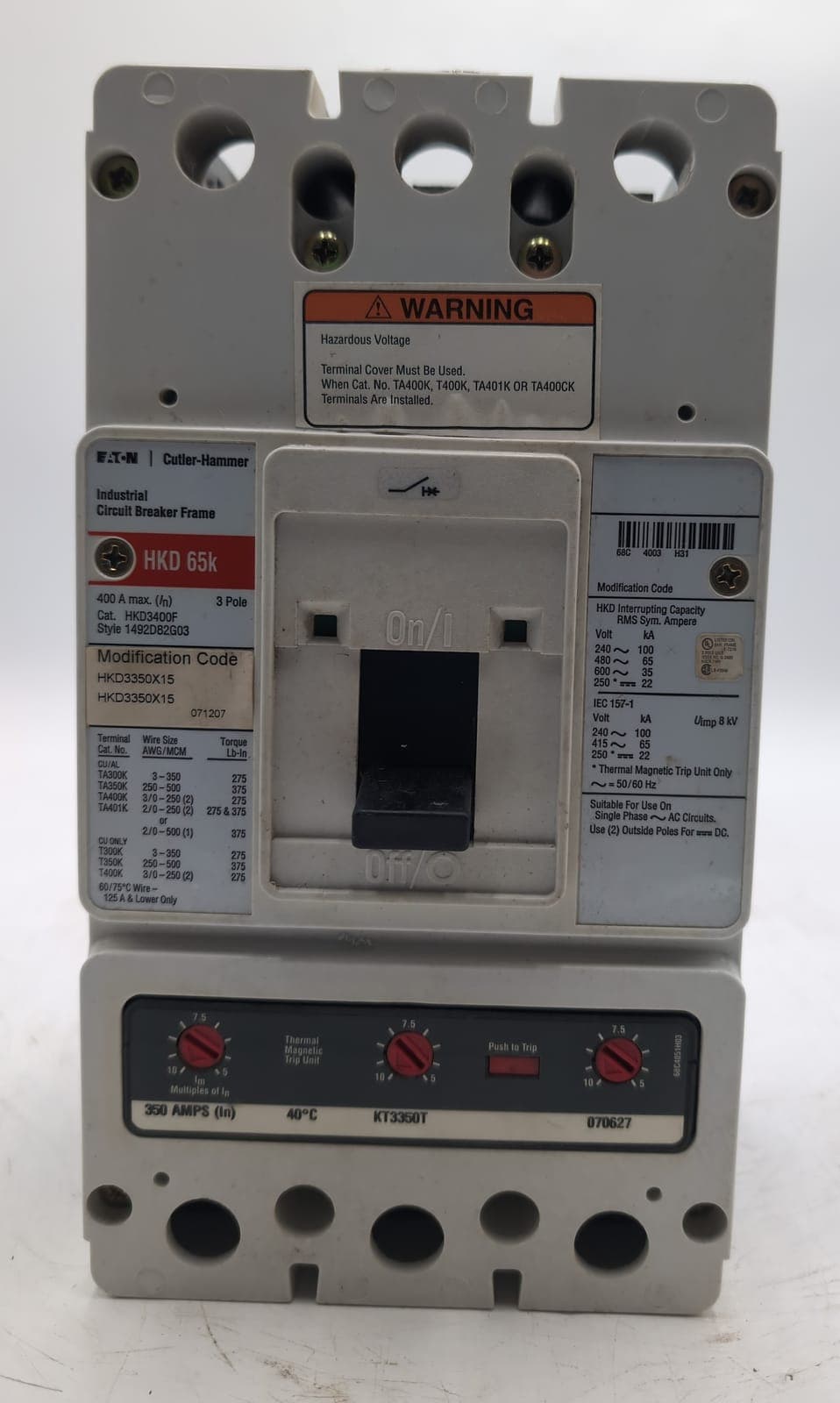 Eaton HKD3350X15 Circuit Breaker — image 1 of 9