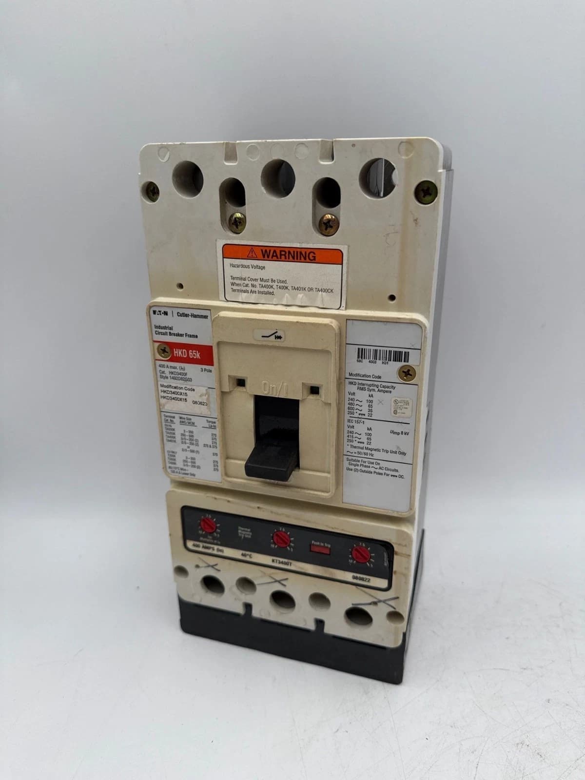 Eaton HKD3400X15 Circuit Breaker 400A 3P 600V 3PH HKD 65k 400 Amp 3 Pole – image 1