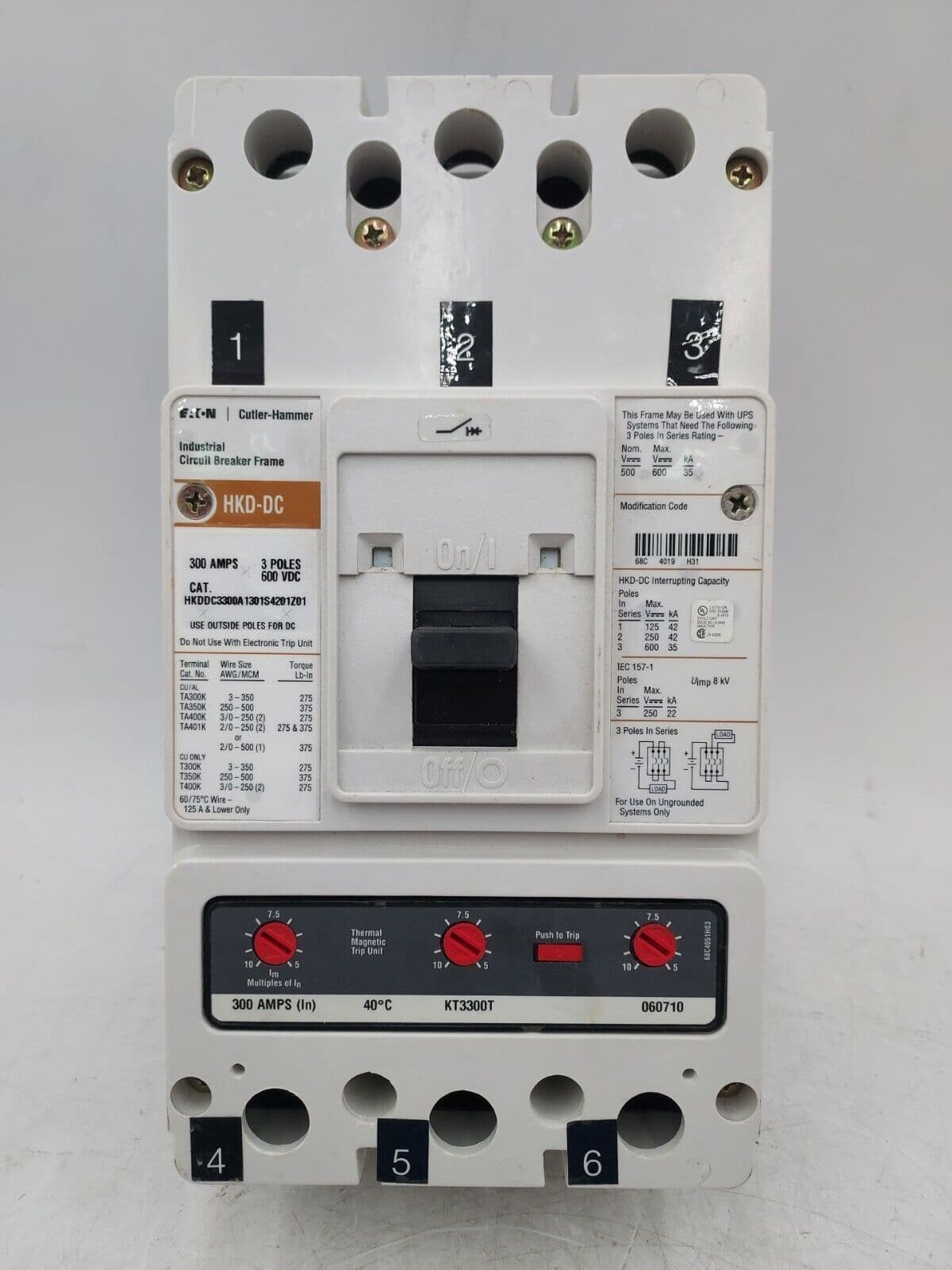 Eaton HKDDC3300 Circuit Breaker 300A 3P 600V HKDDC 300 Amp 3 Pole – image 1