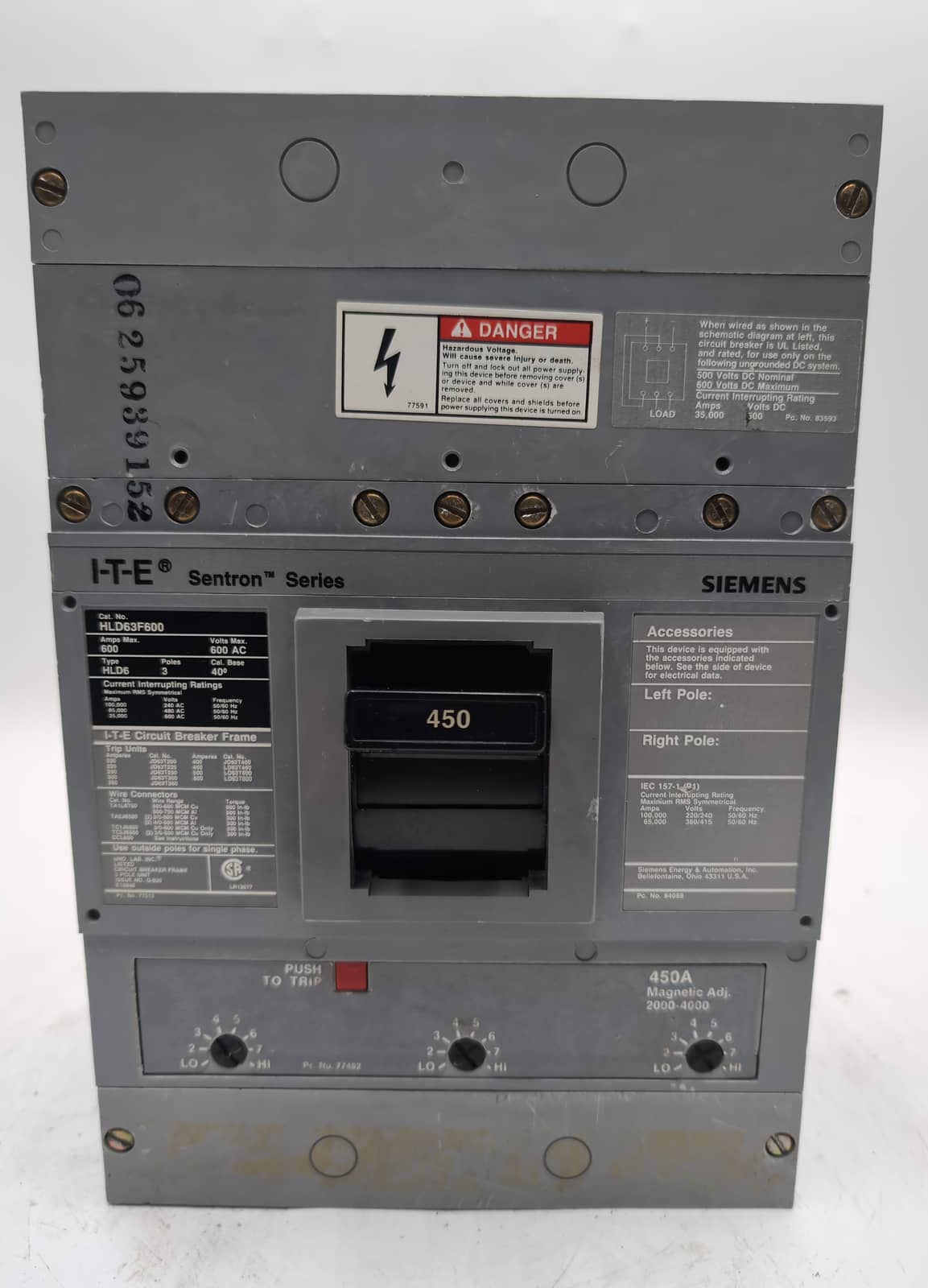 Siemens HLD63F600 Circuit Breaker — image 1 of 7
