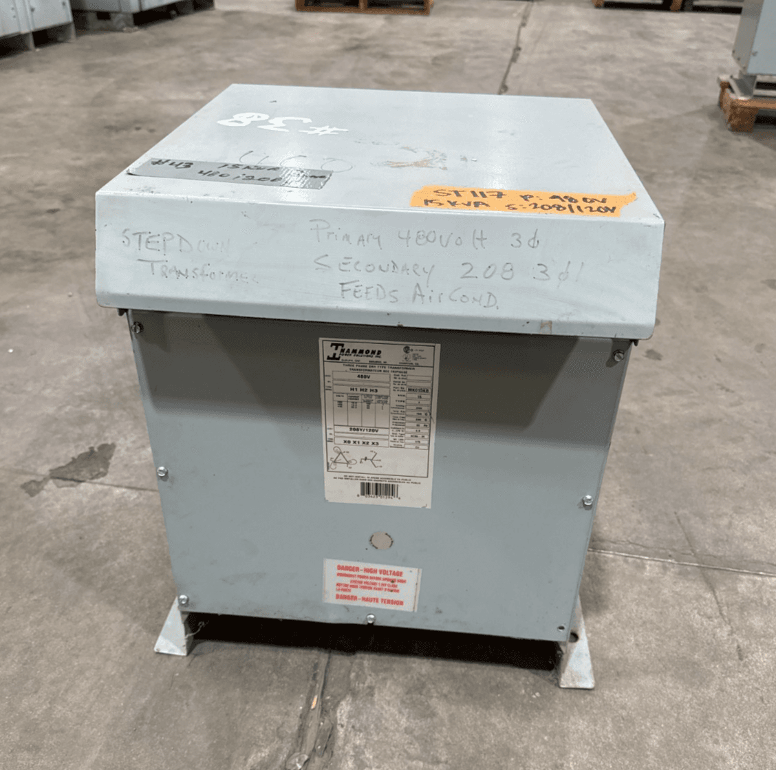 15 KVA Hammond MK015KB Transformer Pri 480V Sec 208/120V 3PH 3R Encl – image 1