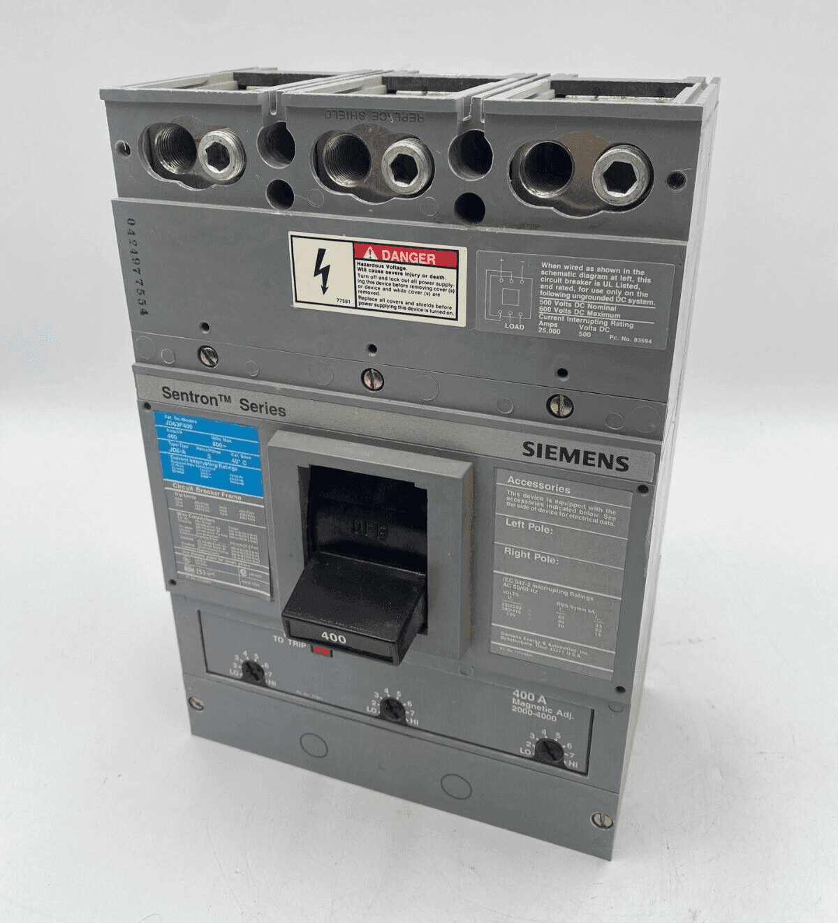 Siemens JD63F400 Circuit Breaker — image 1 of 12