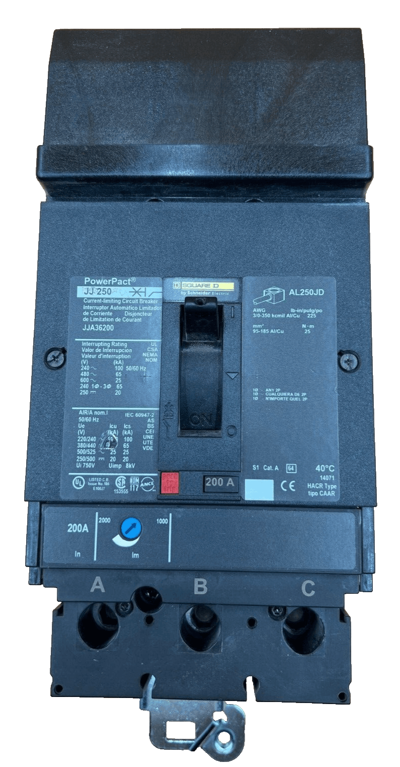 Square D JJA36200 I-Line Circuit Breaker 20A 3P 600V JJA PowerPact 200 Amp – image 1