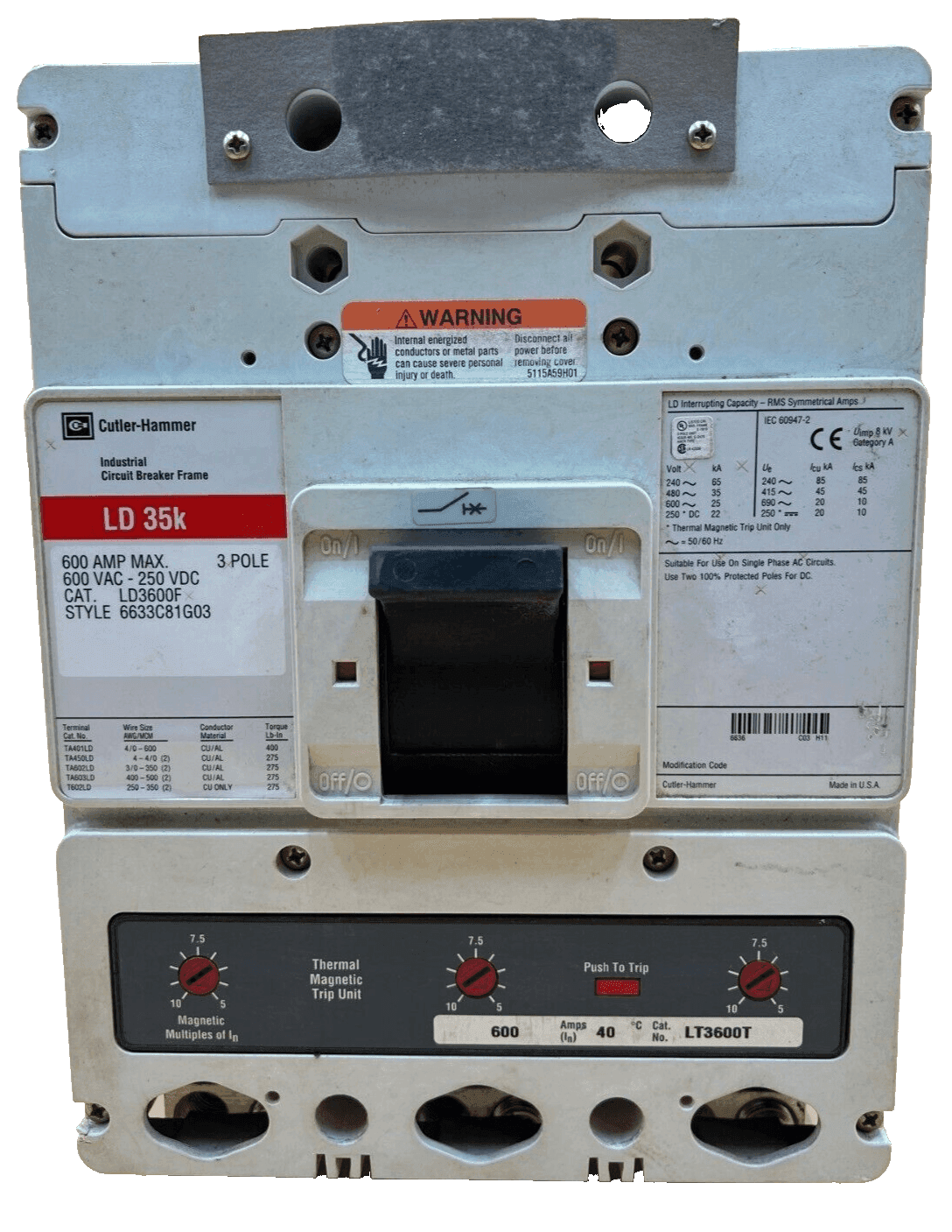 Cutler-Hammer LD3600 Circuit Breaker — image 1 of 8
