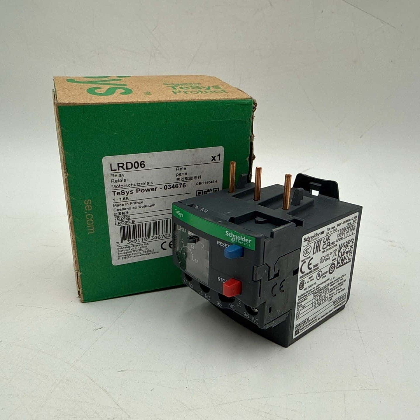 Schneider LRD06 Thermal Overload Relay 1-1.6A 3P 600V LRD-06 1 Amp - 1.6 Amp