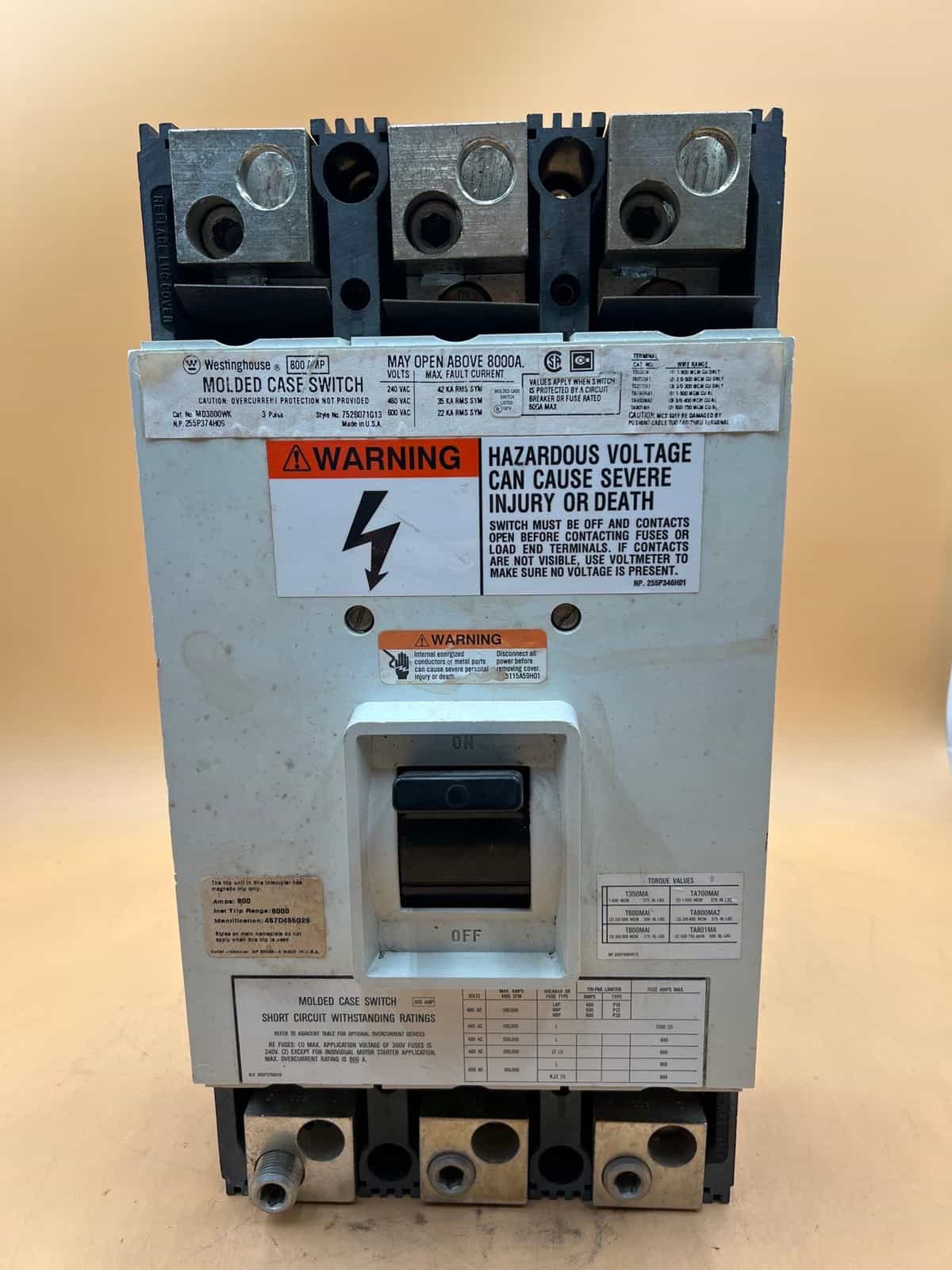 Westinghouse MD3800WK Circuit Breaker — image 1 of 7