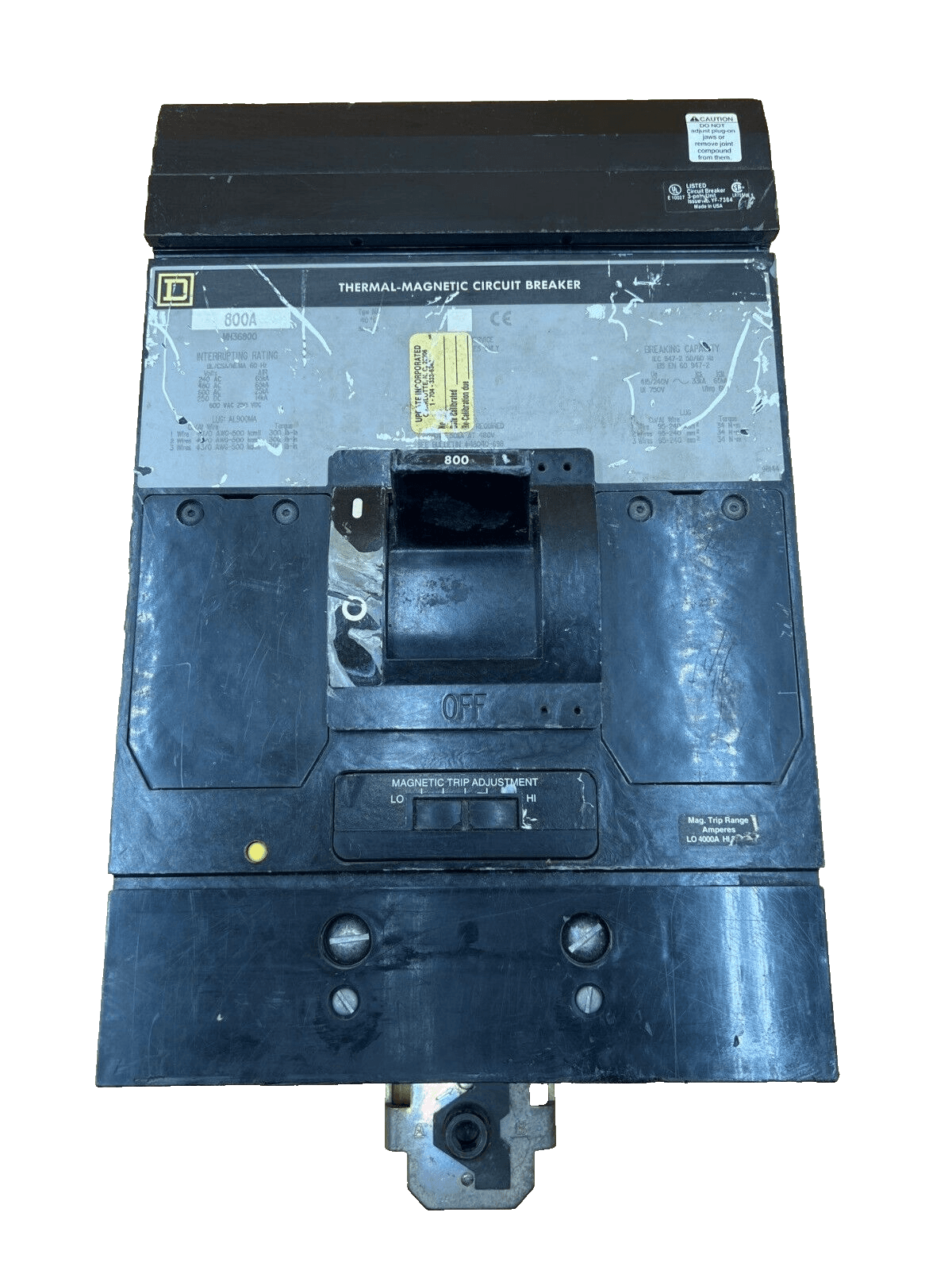 Square D MH36800 I-Line Circuit Breaker 800A 3P 600V 3PH MH 800 Amp 3 Pole MA – image 1