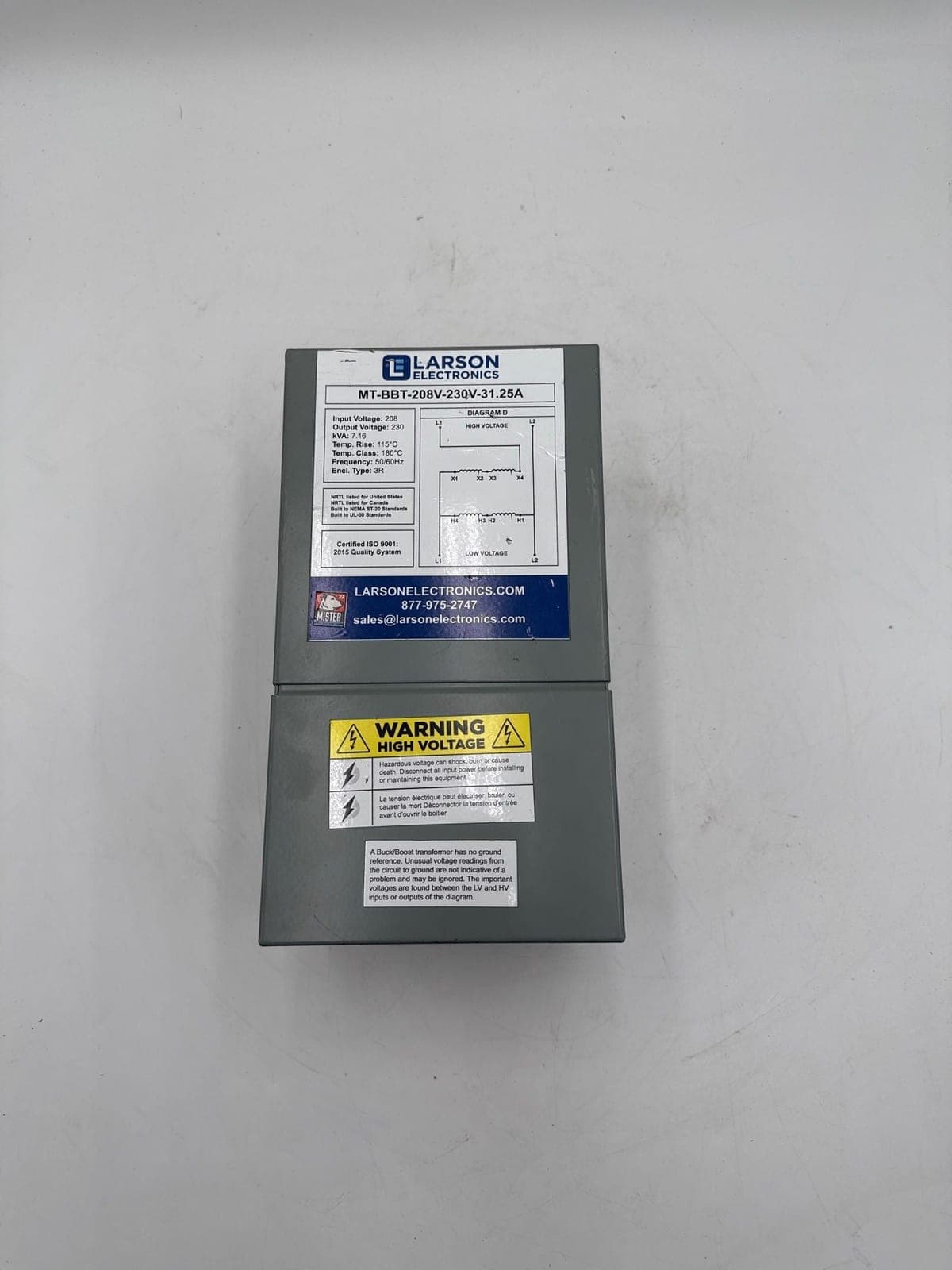 Larson MT-BBT-208V-230V-31.25A Control Transformer — image 1 of 6