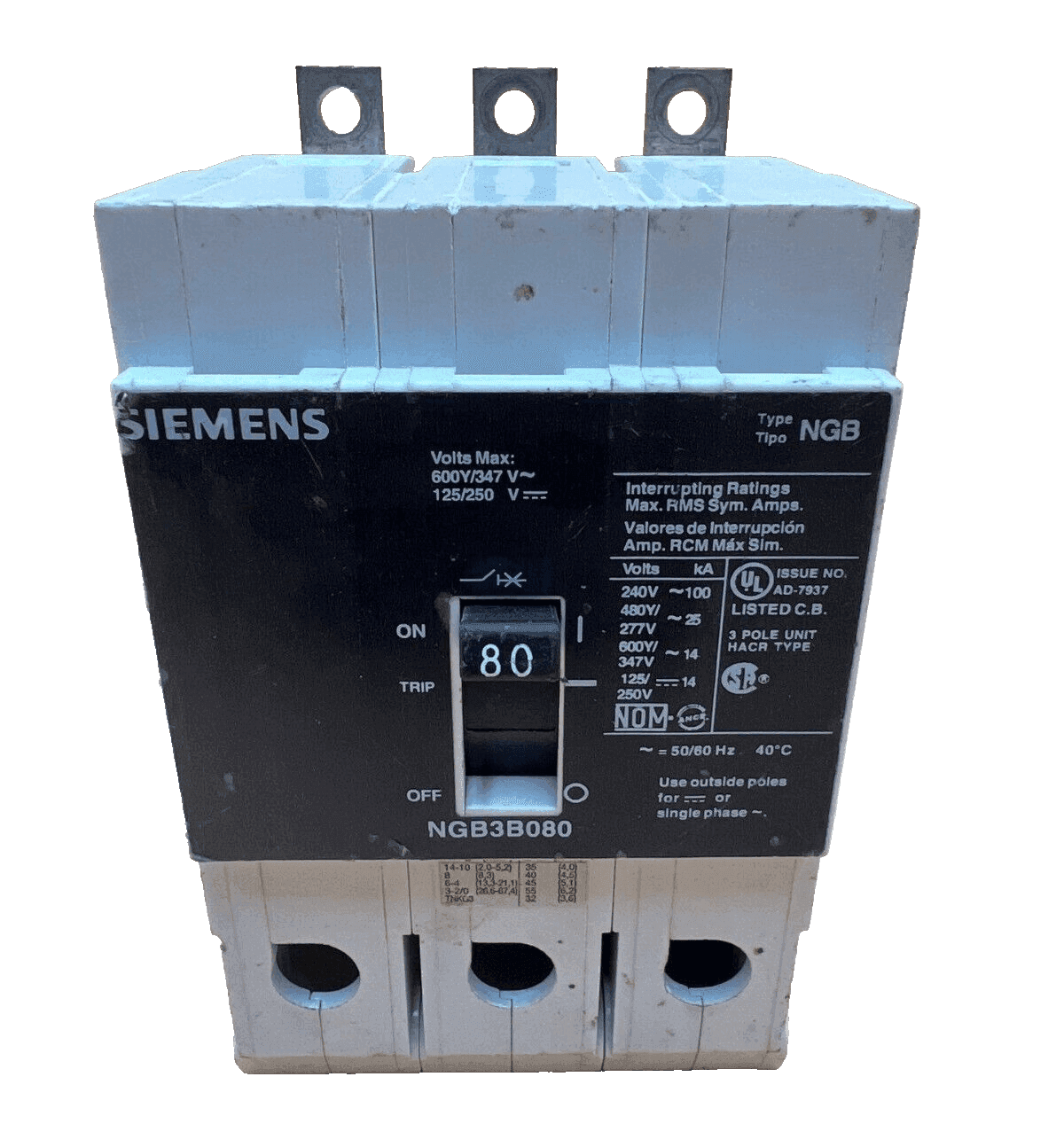 Siemens NGB3B080 Circuit Breaker — image 1 of 6