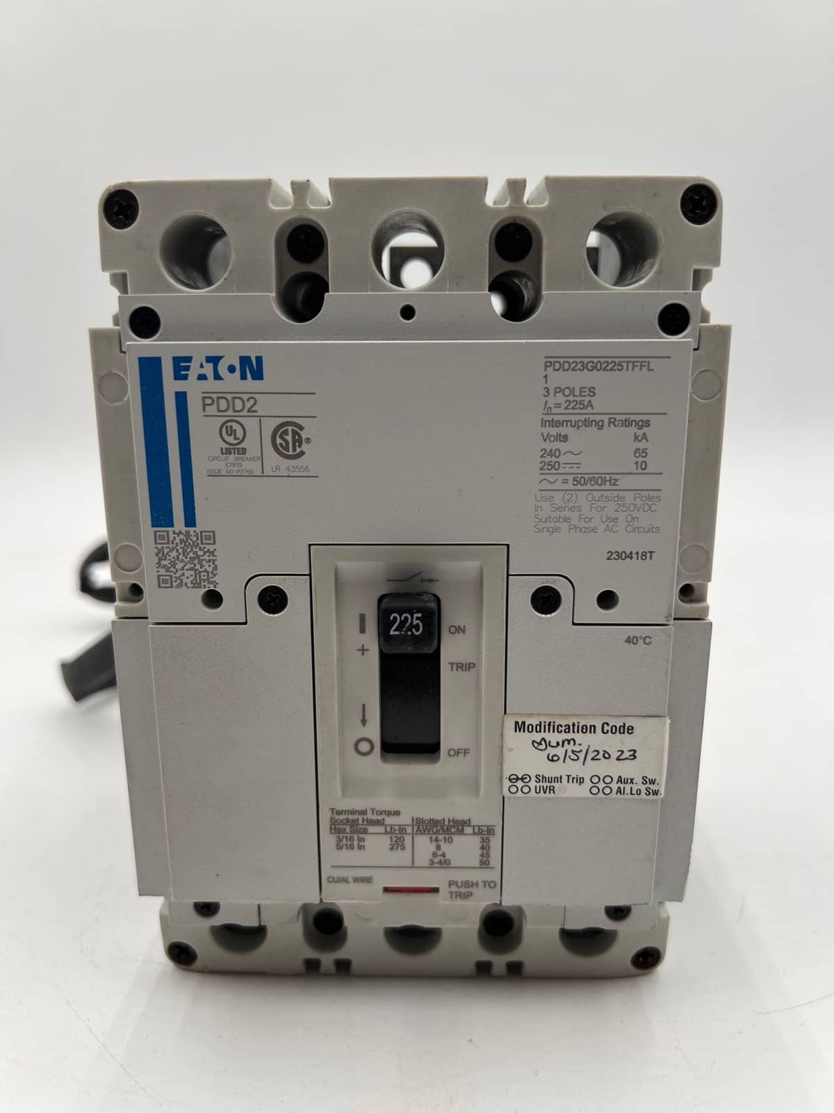 Eaton PDD23G0225TFFL Circuit Breaker — image 1 of 6