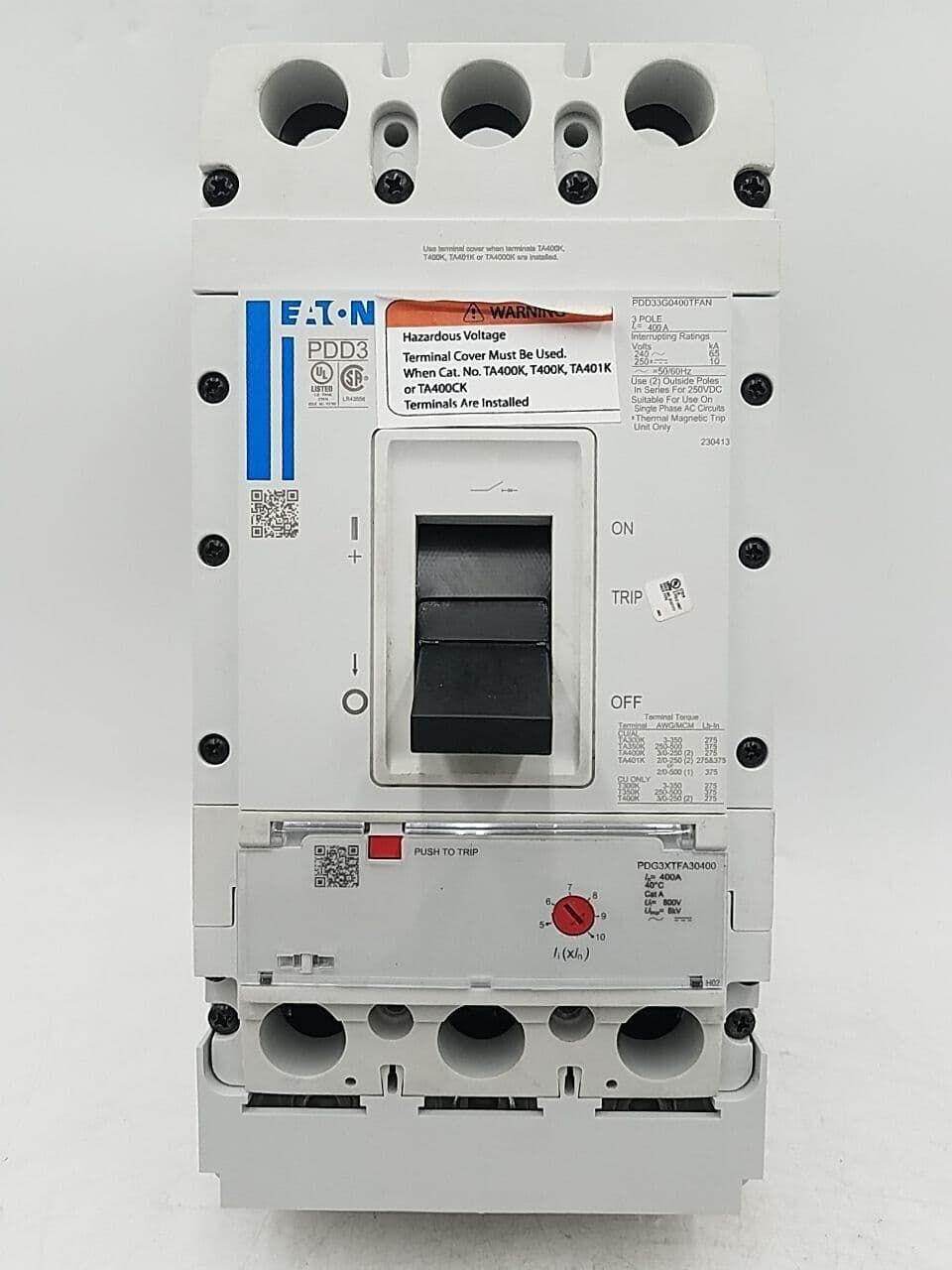 Eaton PDD33G0400TFAN Circuit Breaker 400A 3P 240V PDD 400 Amp 3 Pole – image 1