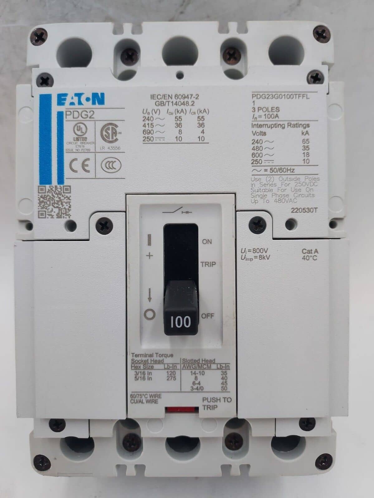 Eaton PDG23G0100TFFL Circuit Breaker — image 1 of 6