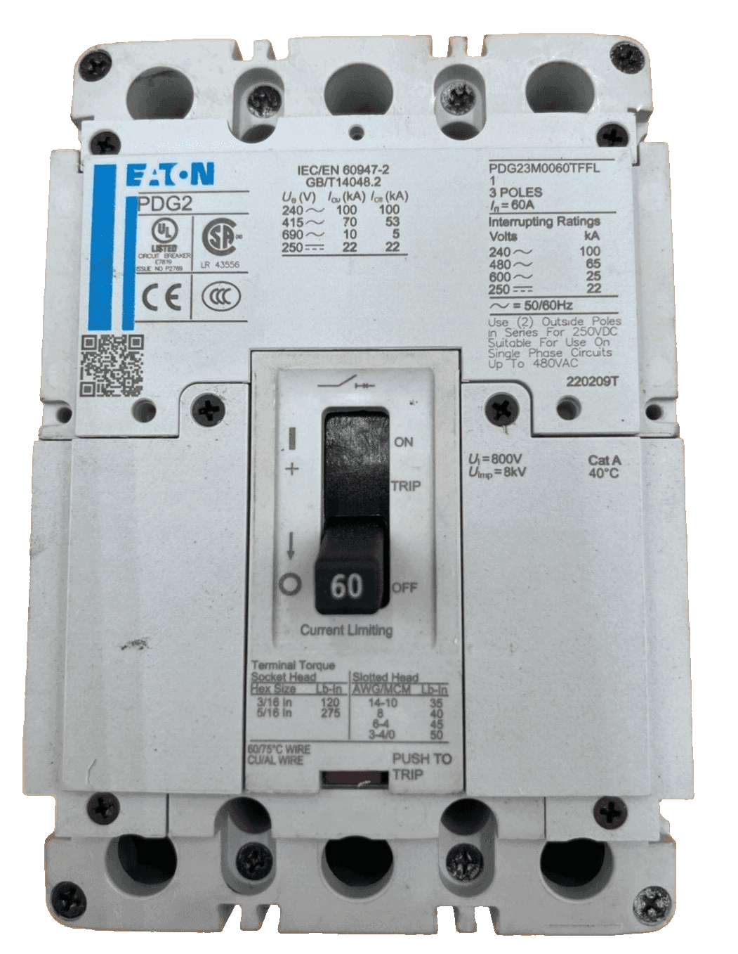 Eaton PDG23M0060TFFL Circuit Breaker — image 1 of 6
