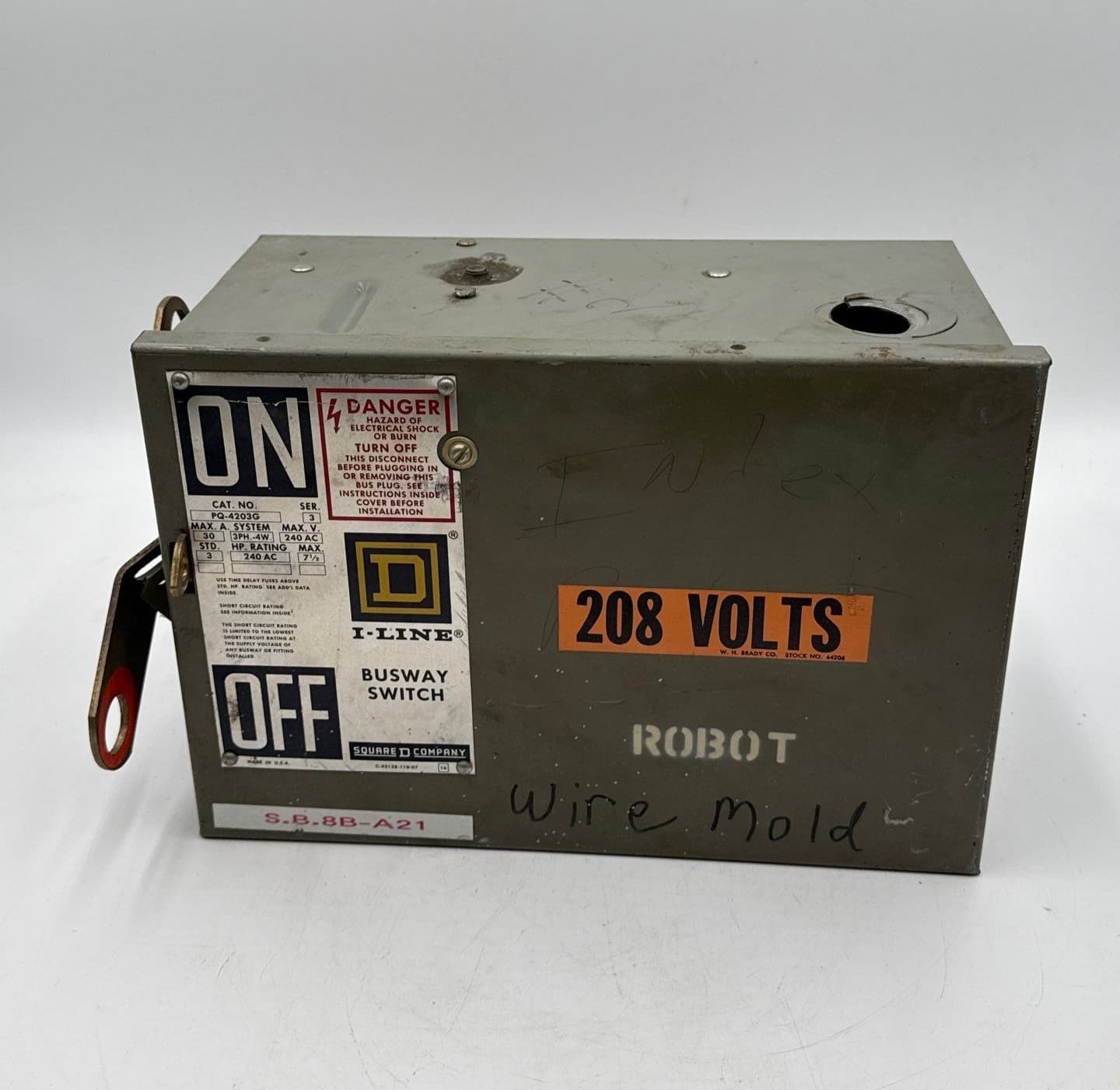 Square D PQ-4203G Busplug I-Line Busway Unit Switch 30A 3PH 4W 240V 30 Amp