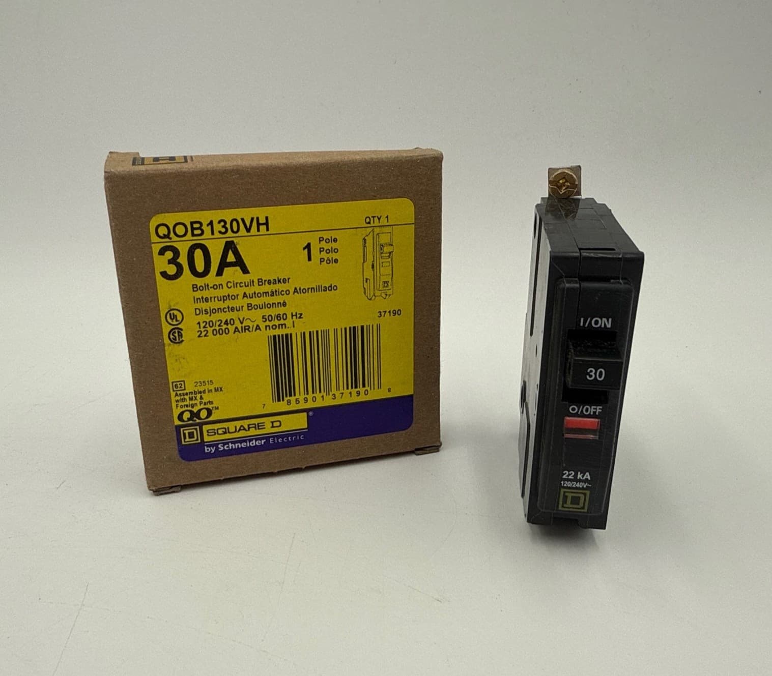 Square D QOB130VH Circuit Breaker 30A 1P 120/240V 22kA QOB 30 Amp 1 Pole – image 1