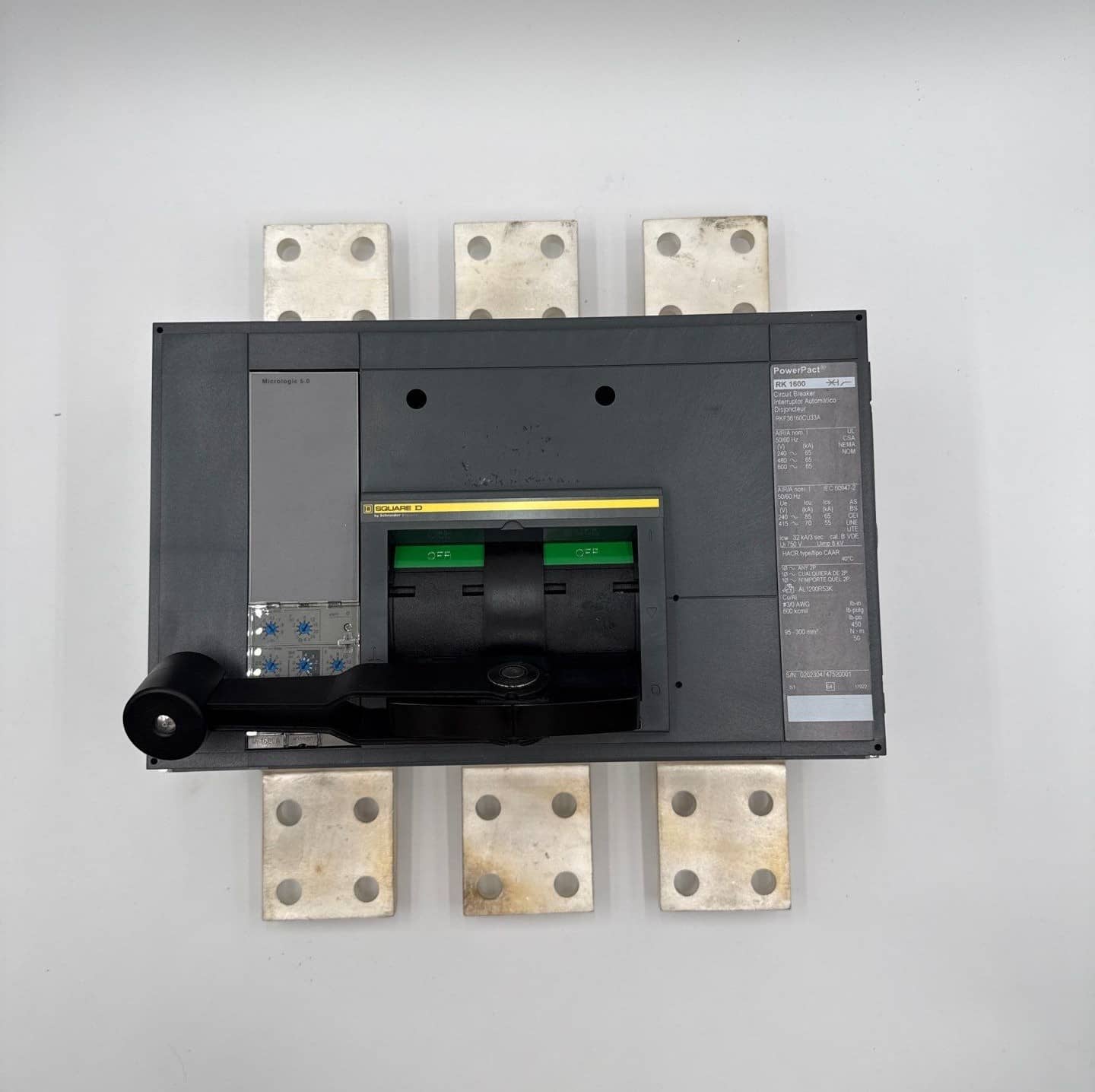 Square D RKF36160CU33A Circuit Breaker 1600A 3P 600V PowerPact 65kA R-Frame