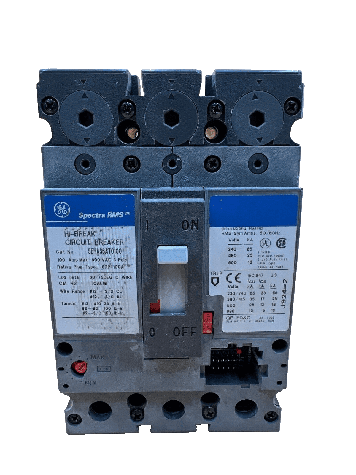 GE SEHA36AT0100 Circuit Breaker — image 1 of 7