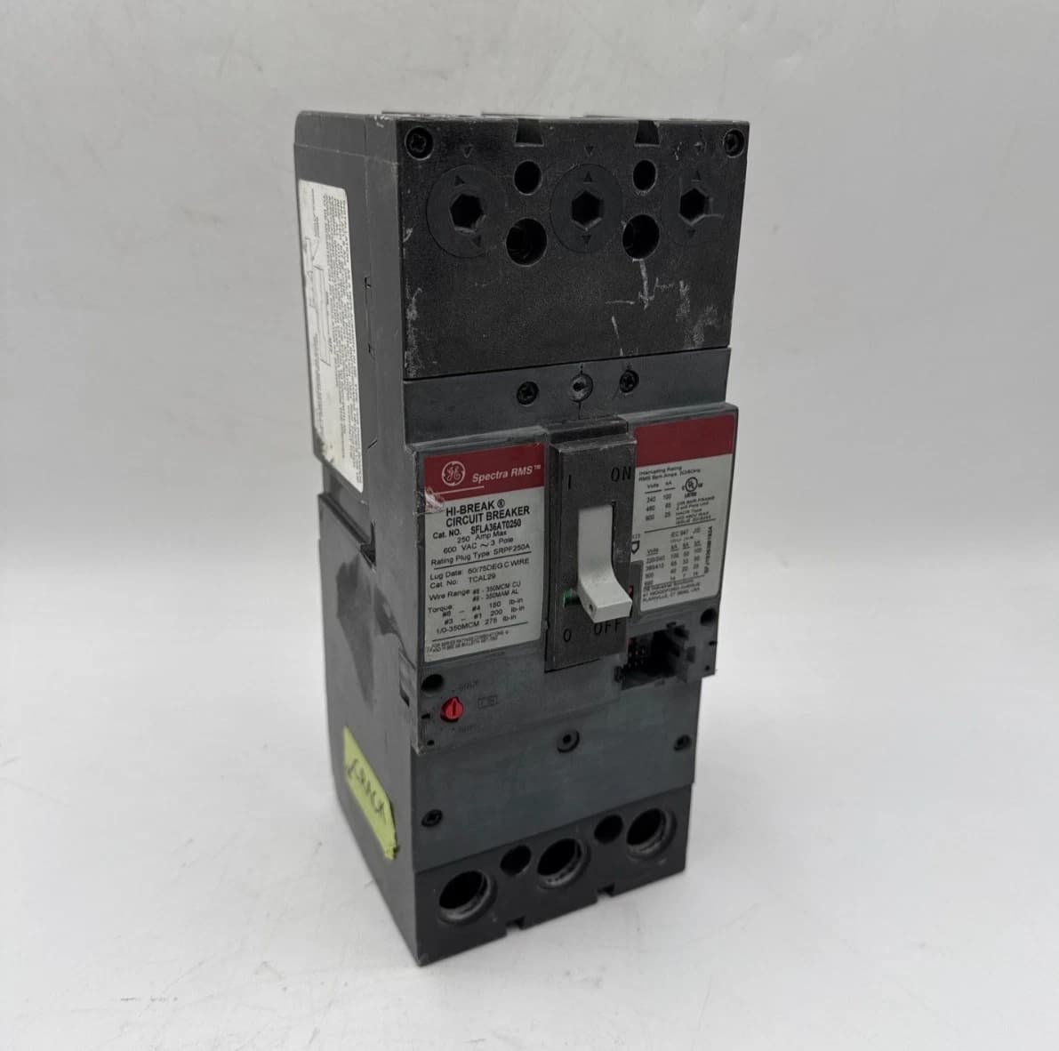 GE SFLA36AT0250 Circuit Breaker 250A 3P 600V NO PLUG 250 Amp 3 Pole CRACK