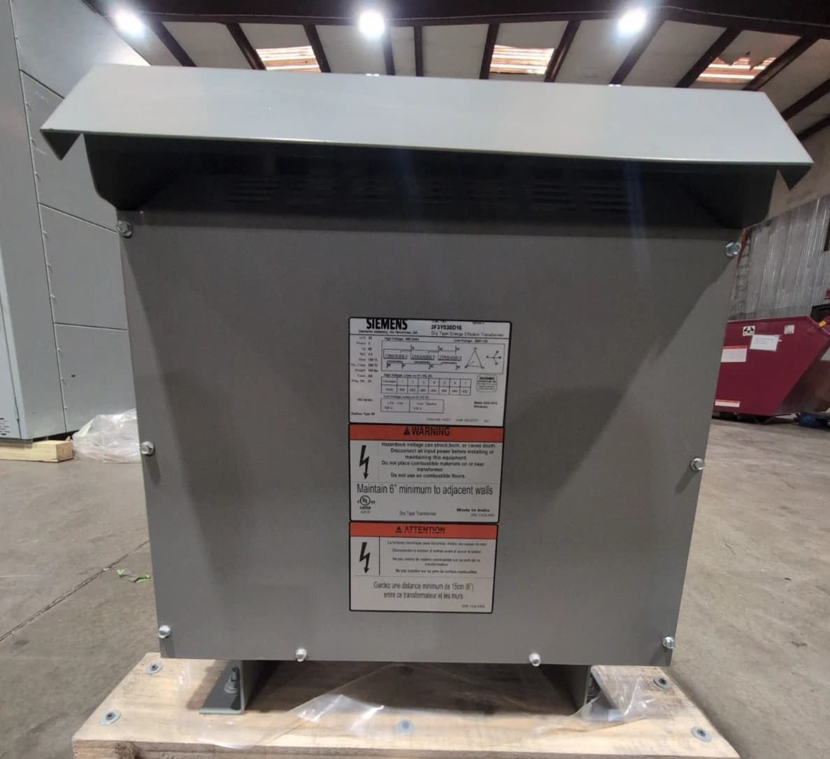 30KVA Siemens 3F3Y030D16 Transformer Pri 480V Sec 208/120V 3PH 3R Encl Outdoor – image 1
