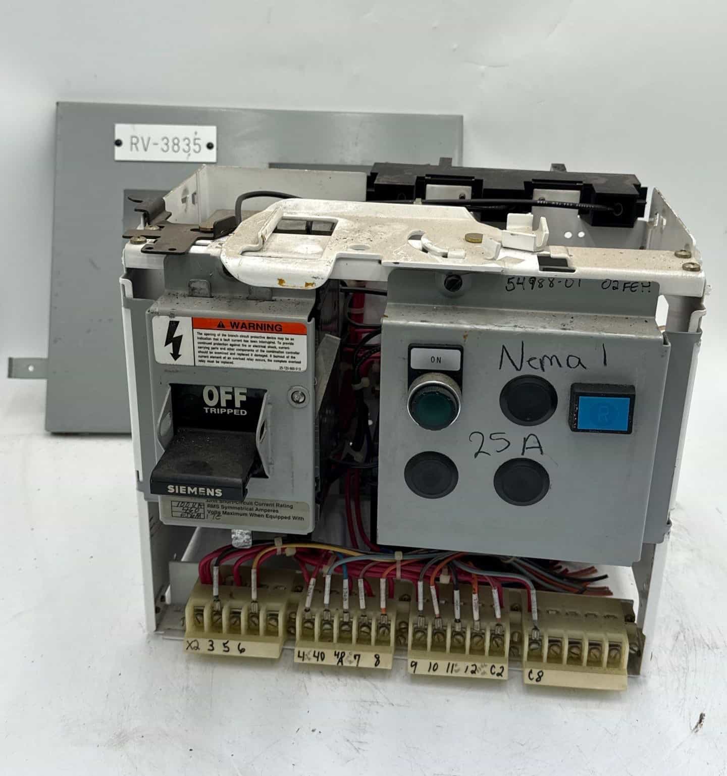 Siemens Model 95 25A 12" Combo MCC Bucket Size 1 3TB44 Starter ED63A025