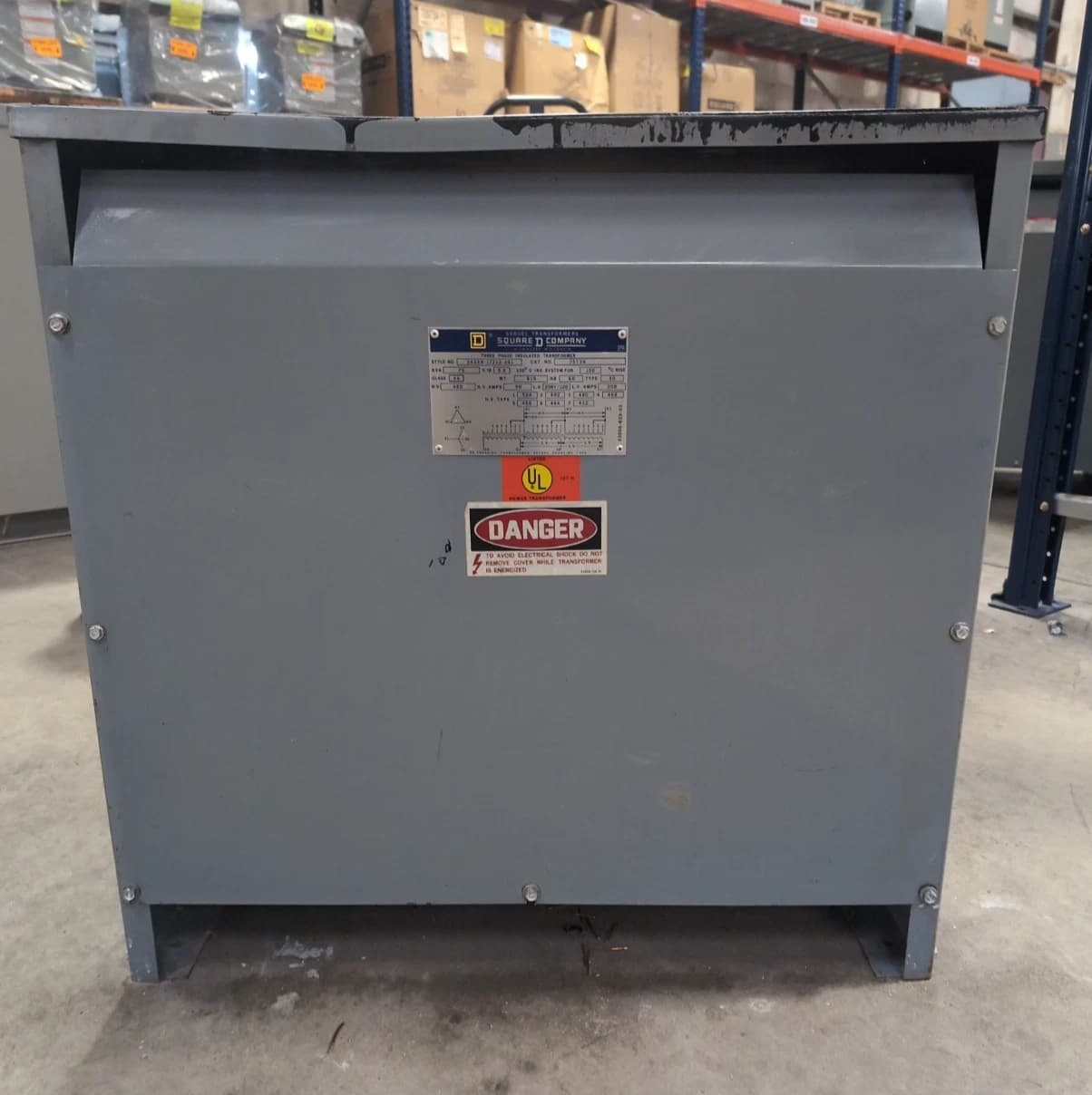 75KVA Square D 75T3H Transformer Pri 480V Sec 208Y/120V 3PH Indoor Encl 60Hz