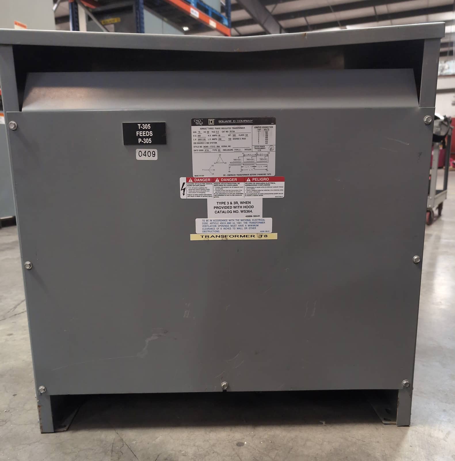 Square D 75T3H Dry Type Transformers — image 1 of 12