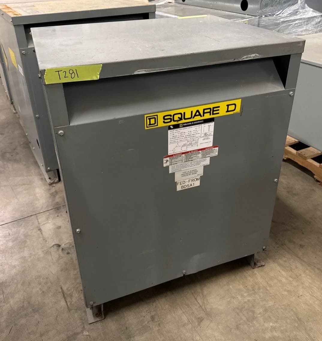112.5KVA Square D EE112T3H Transformer 3PH Pri 480V Sec 208Y/120V Indoor T281 – image 1
