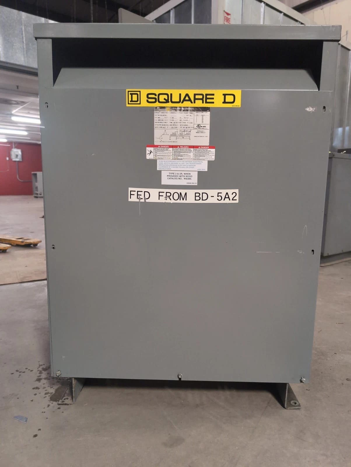 150KVA Square D EE150T3H 3PH Pri 480V Sec 208/120V Transformer 60Hz Indoor Encl