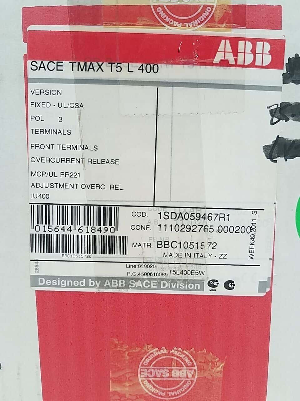 ABB T5L400E5W Circuit Breaker — image 1 of 8