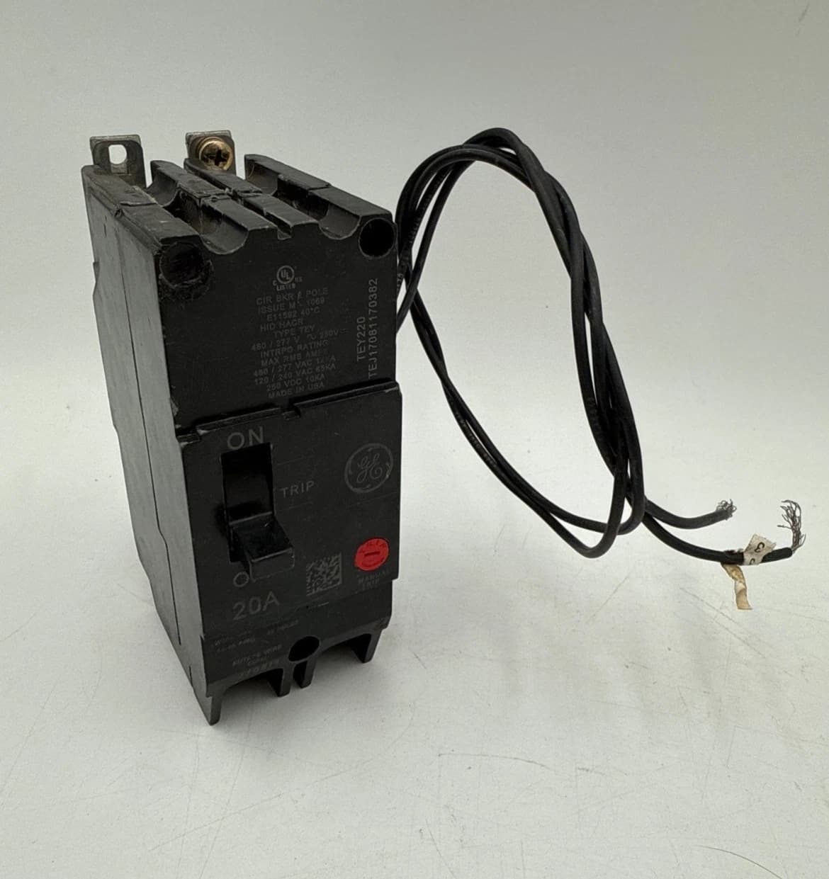 GE TEY220ST12 Circuit Breaker 20A 2P 480/277V TEY 20 Amp 2 Pole Shunt Trip 120V – image 1