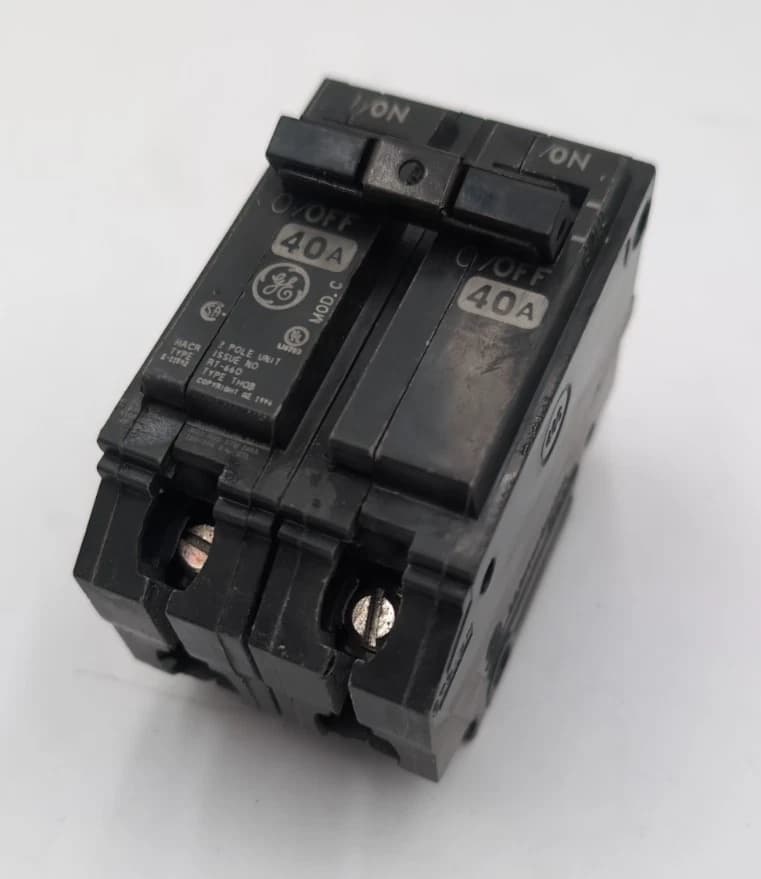 GE THQB2140 Circuit Breaker 40A 2P 120/240V THQB Bolt On 40 Amp 2 Pole Used – image 1