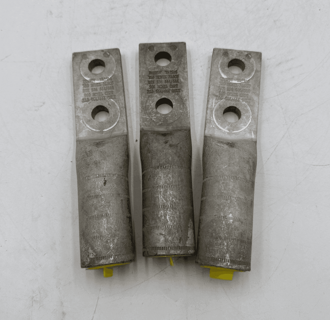 3PC Burndy YA39A5 Aluminum Compression Lug Yellow 2-Hole 1/2'' Stud 750kcmil