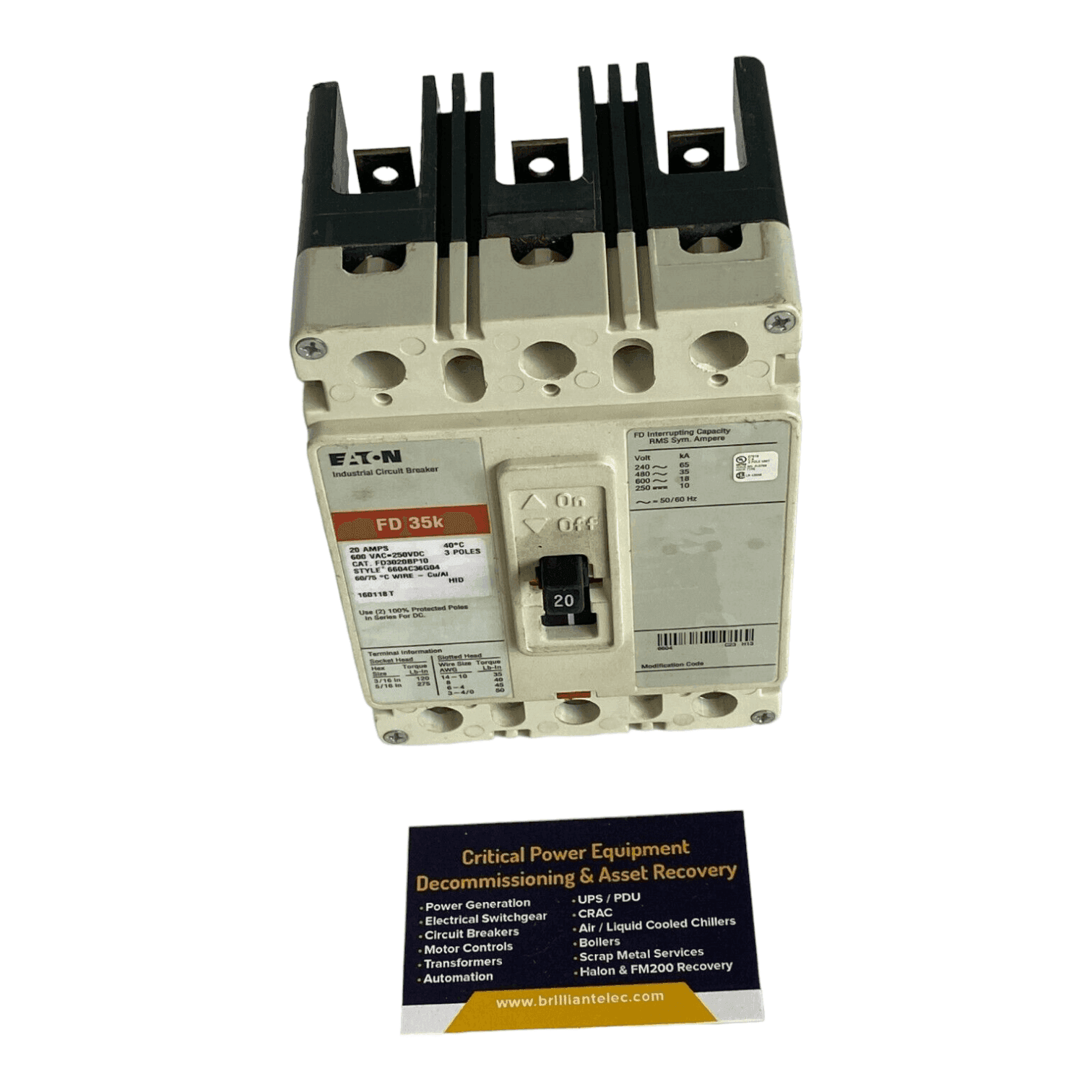 Cutler-Hammer FD3020 Circuit Breaker — image 1 of 6