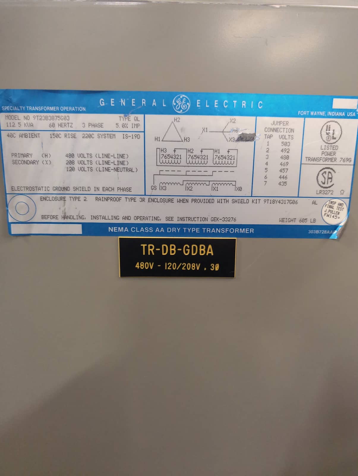 GE 9T23B3875G03 Dry Type Transformers — image 1 of 10