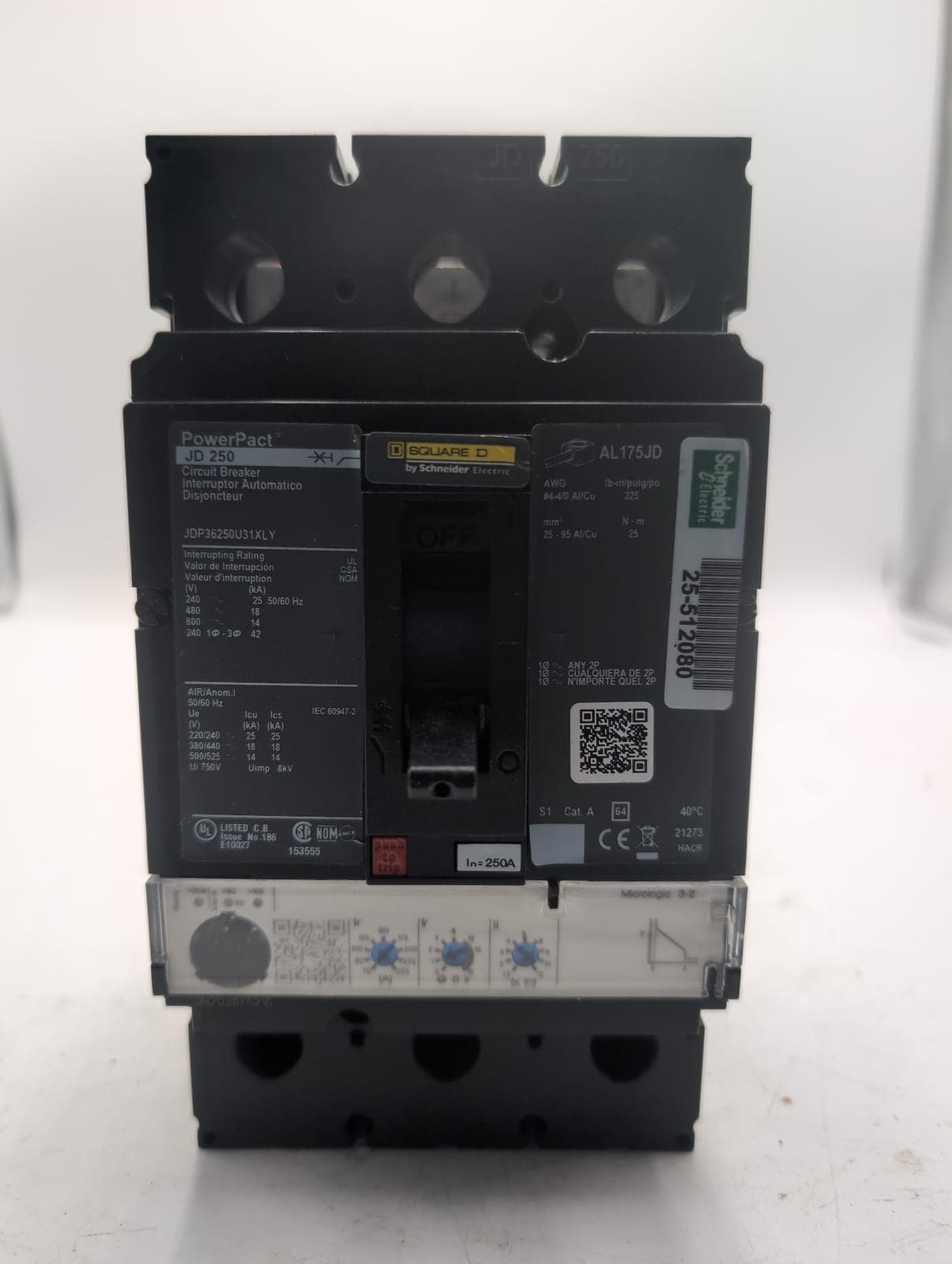 Square D JDP36250U31XLY Circuit Breaker — image 1 of 6
