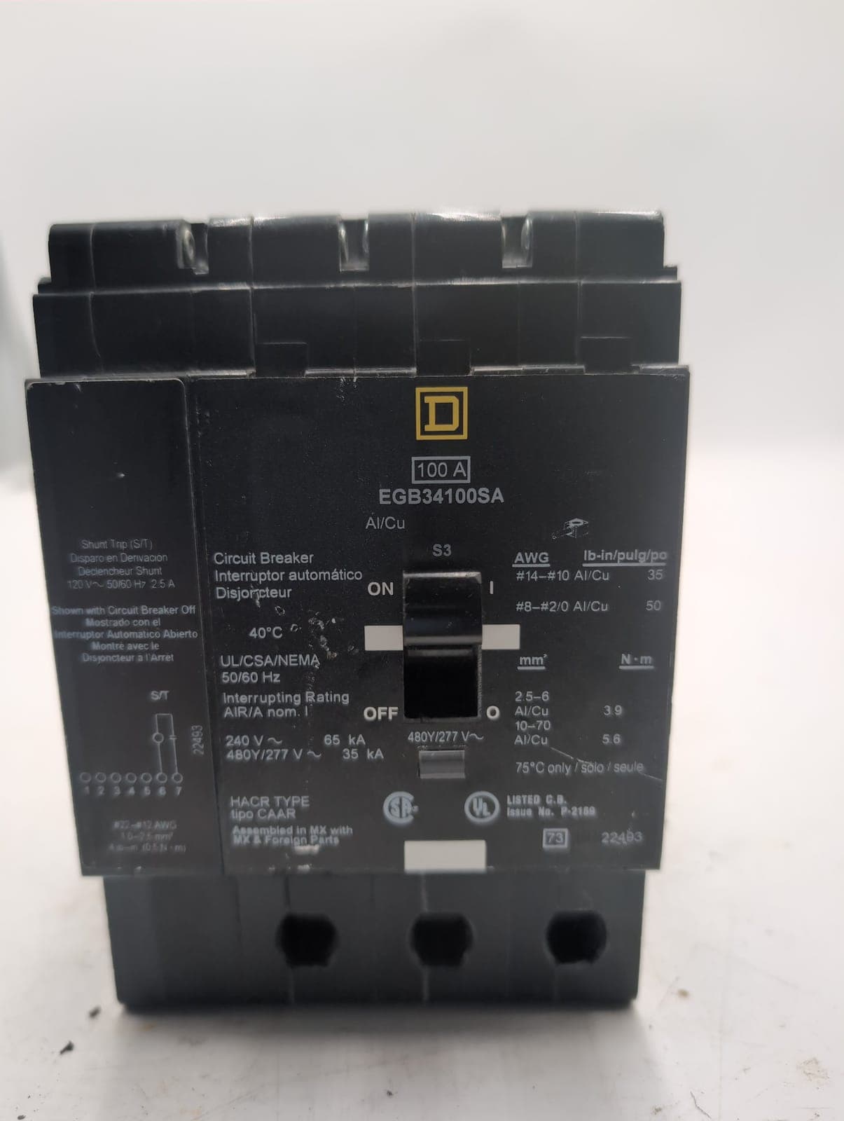 Square D EGB34100SA Circuit Breaker — image 1 of 5